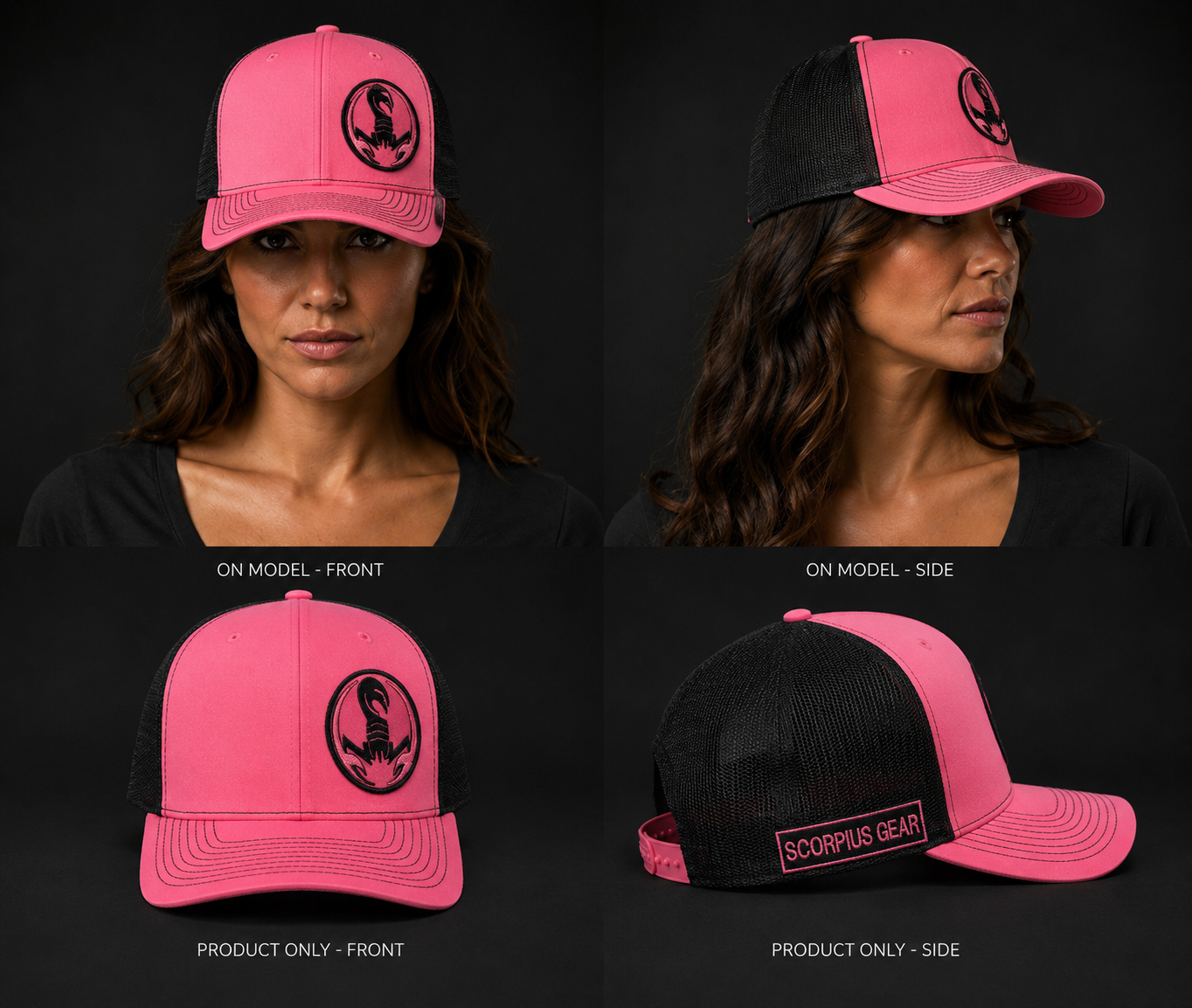 Kamel Trucker Hat — Hot Pink Black
