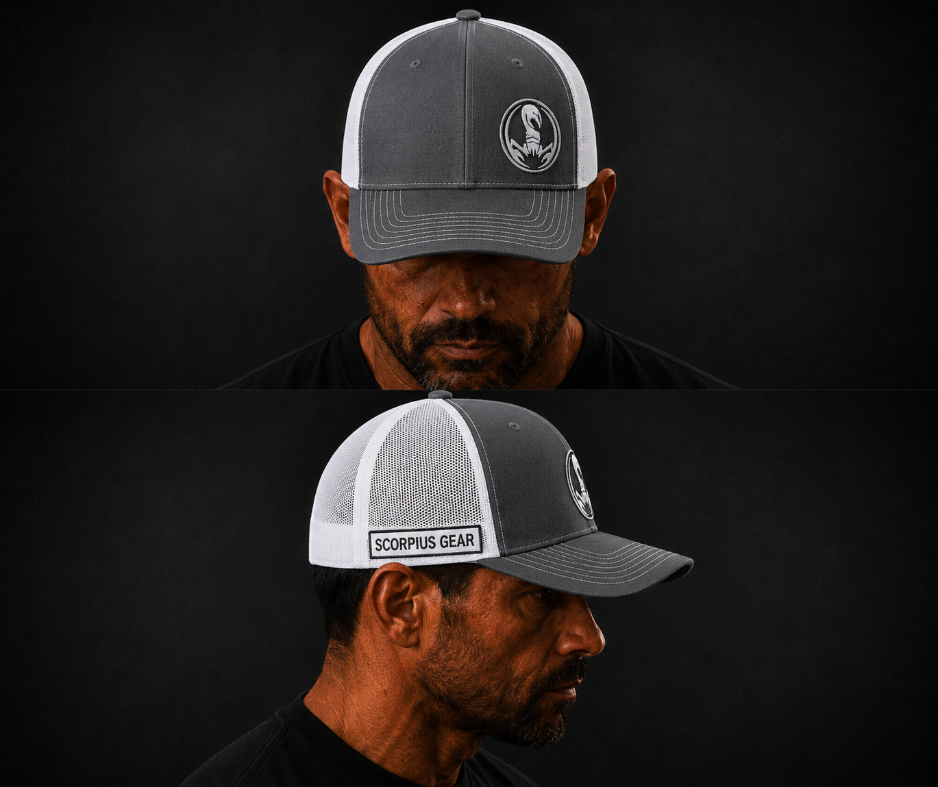 Kamel Trucker Hat — Charcoal White