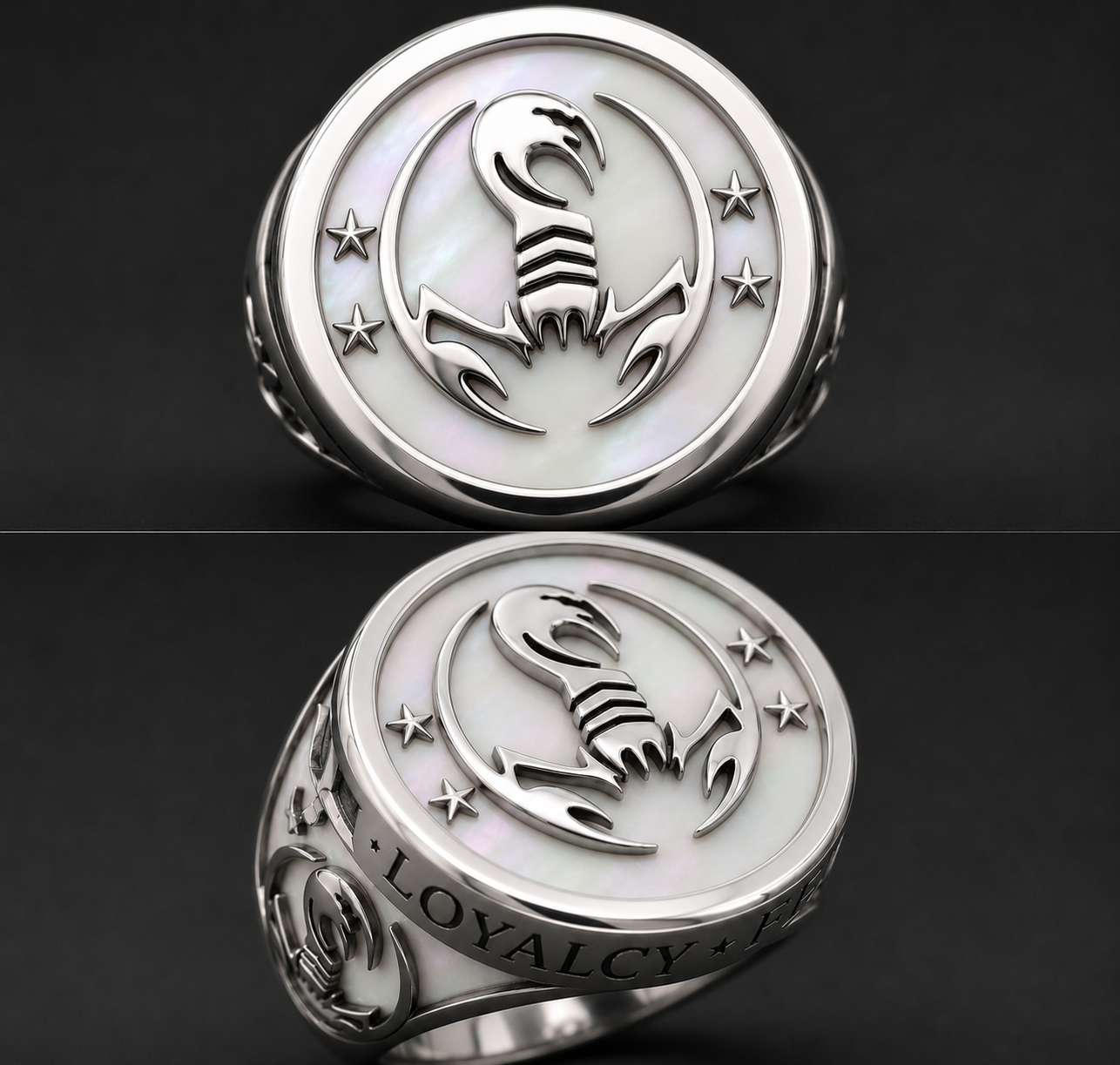 Scorpius Wide Band Signet Ring