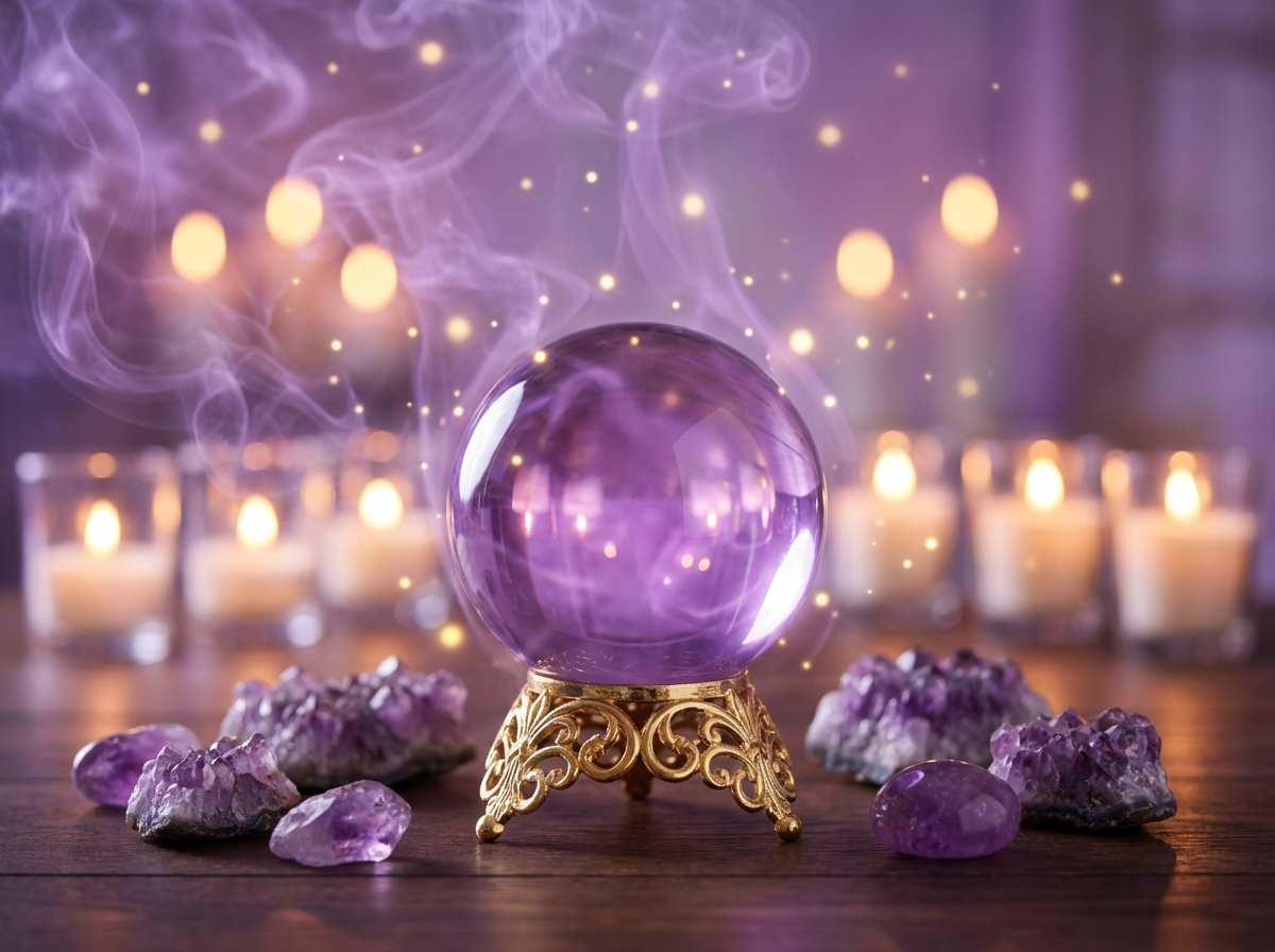 Crystal ball and mystical atmosphere
