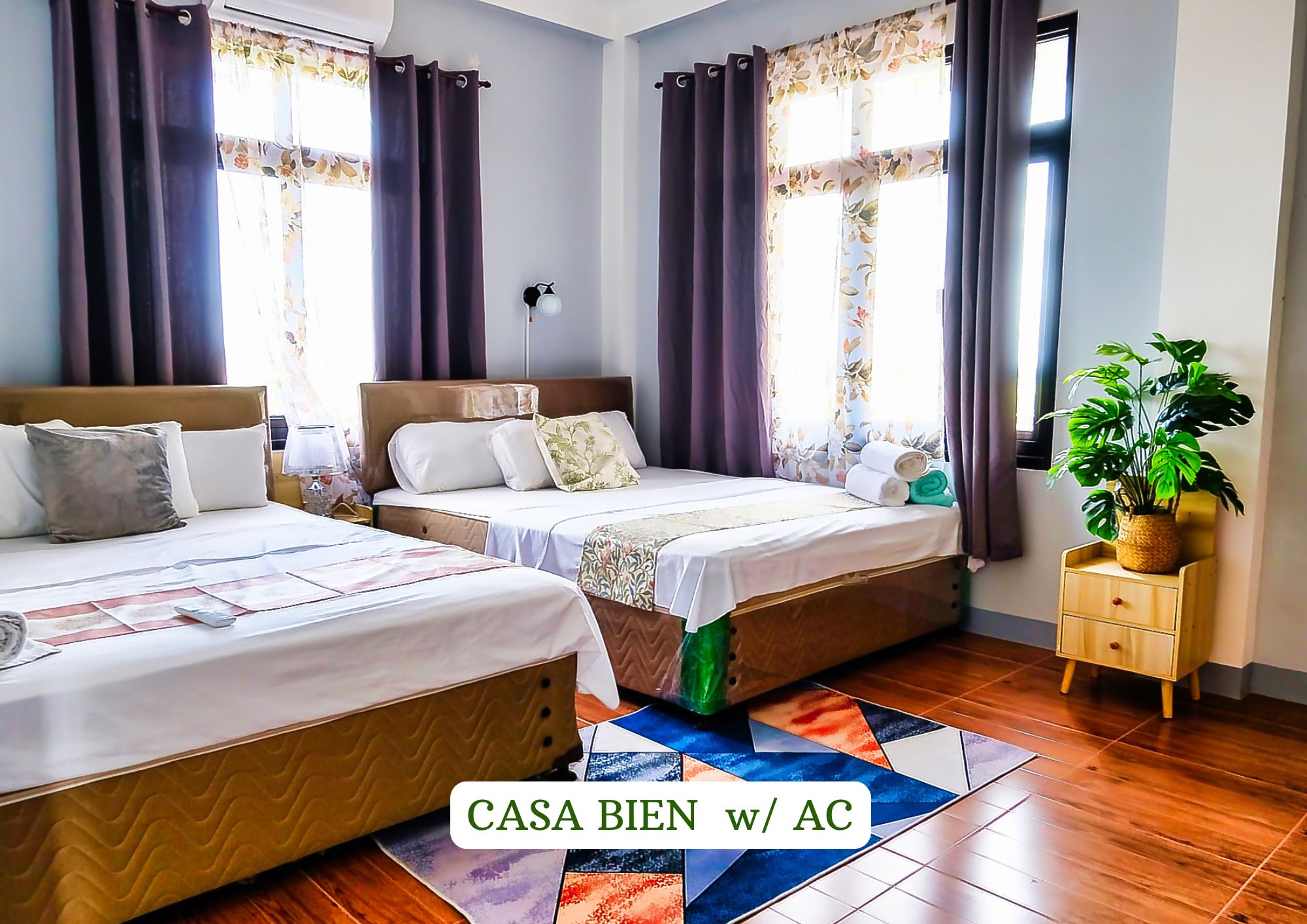 Casa Bien w/ AC — twin beds room at The Oasis Resort near Naga City, Camarines Sur