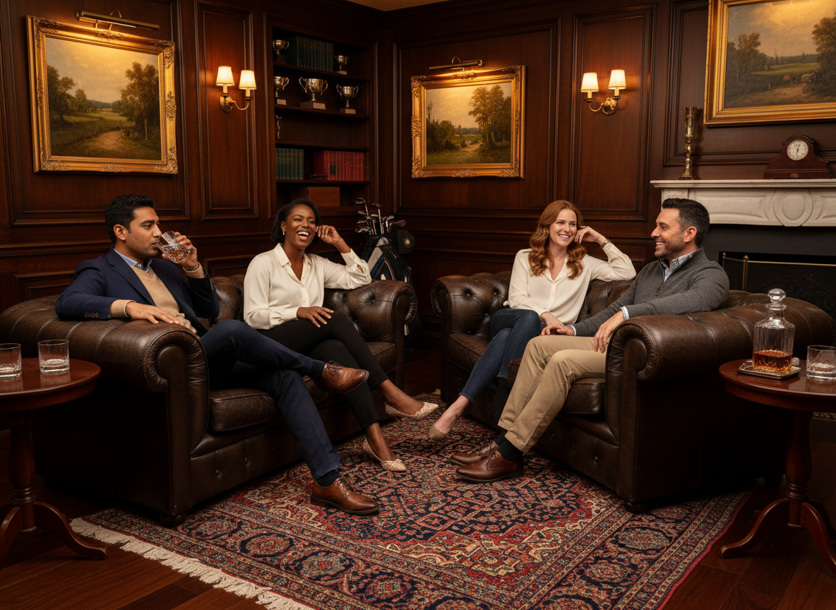 Concept — Diverse VIP Members in Private Lounge