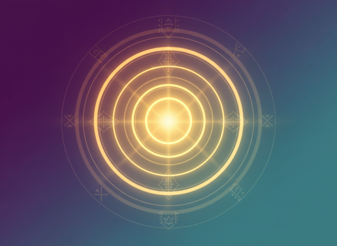 Abstract representation of safety and protection with warm concentric circles of light