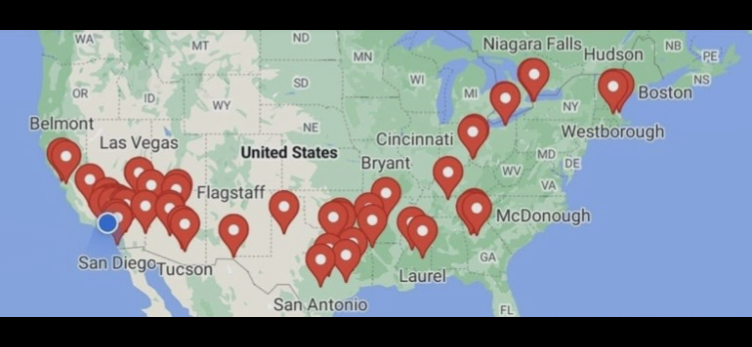 Service area map — Phoenix-based, available nationwide