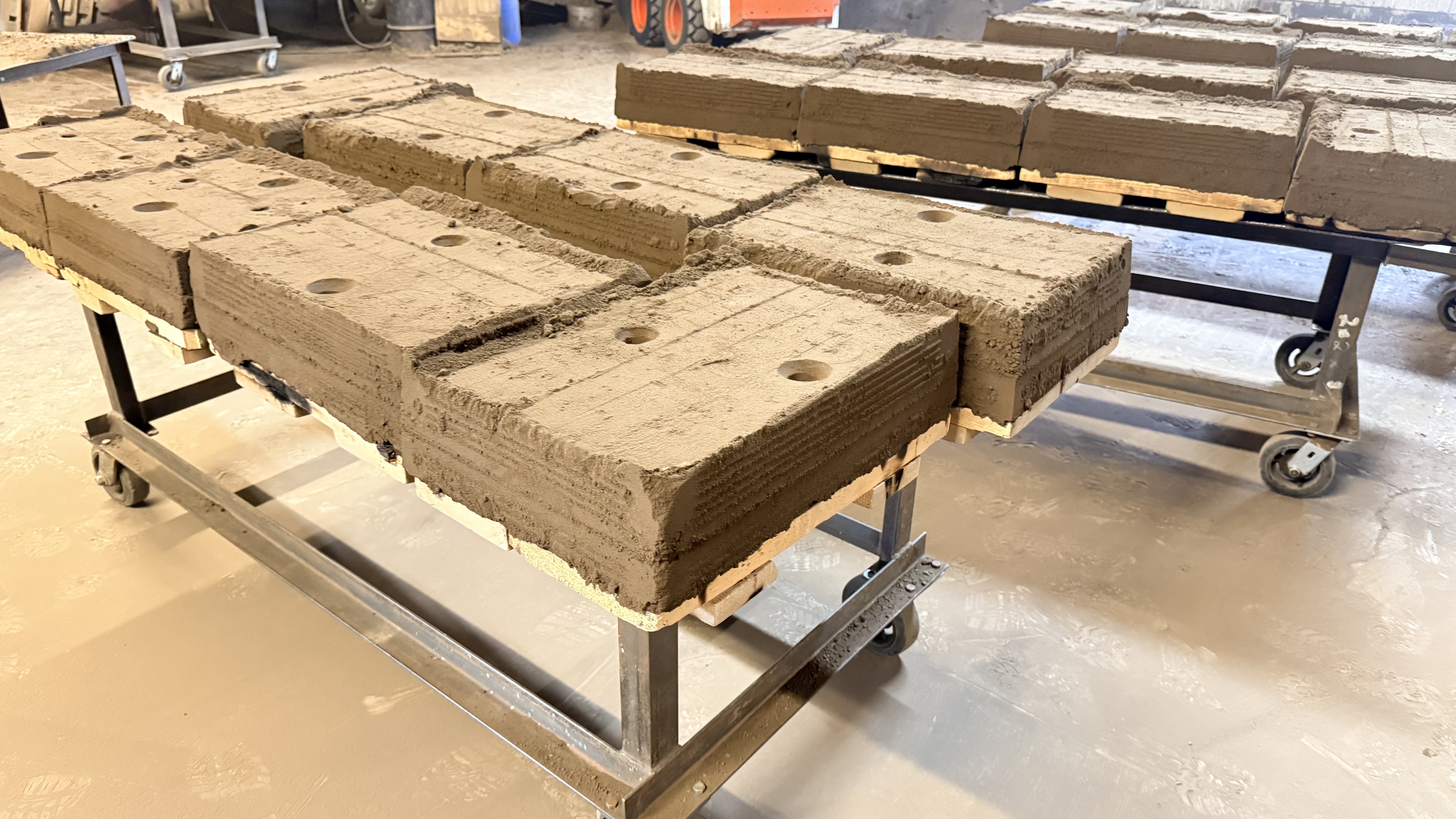 Sand casting molds ready for pouring