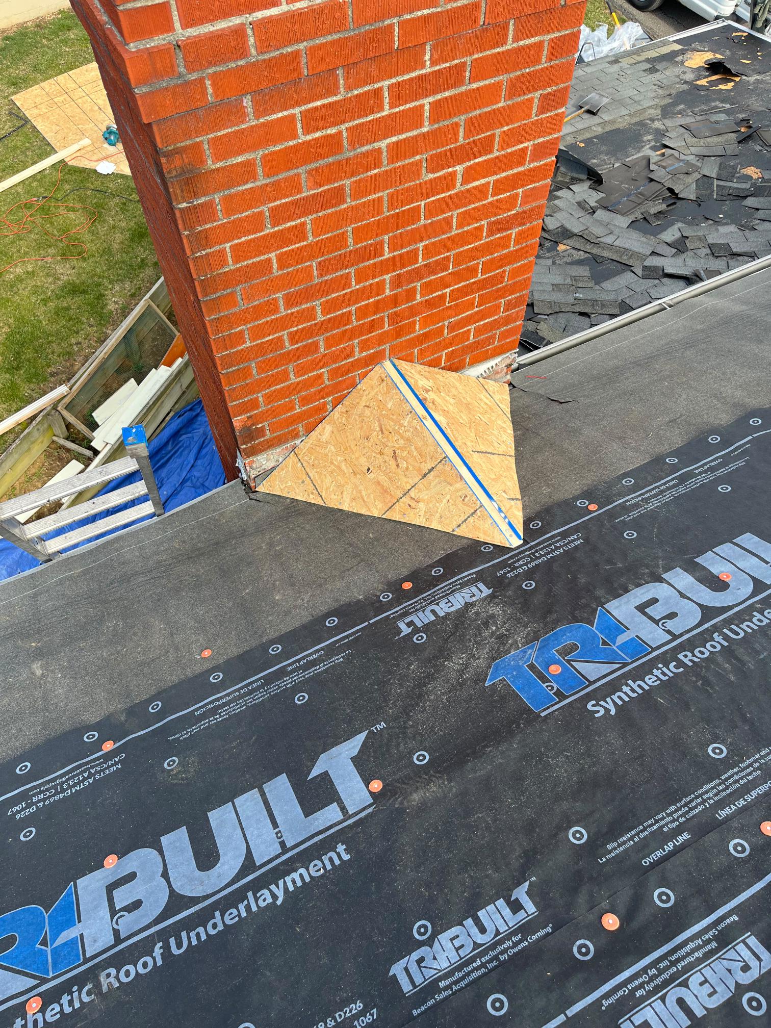 Chimney flashing work with synthetic underlayment Pittsburgh PA