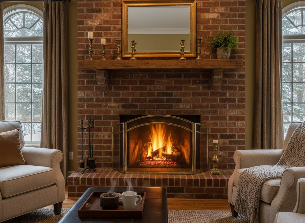 Clean fireplace after professional cleaning