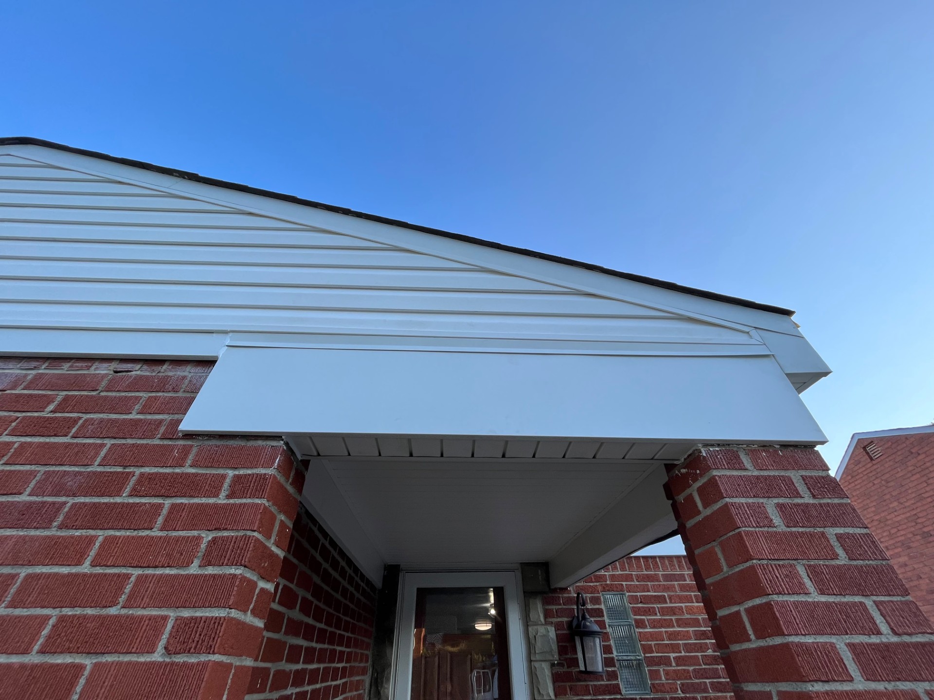 Completed soffit and fascia on brick home Pittsburgh PA