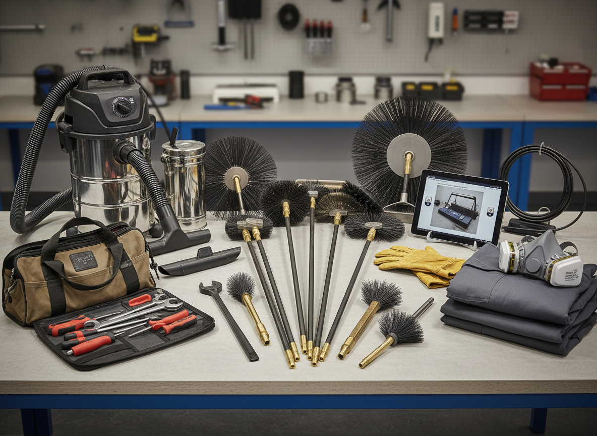 Professional chimney sweep equipment