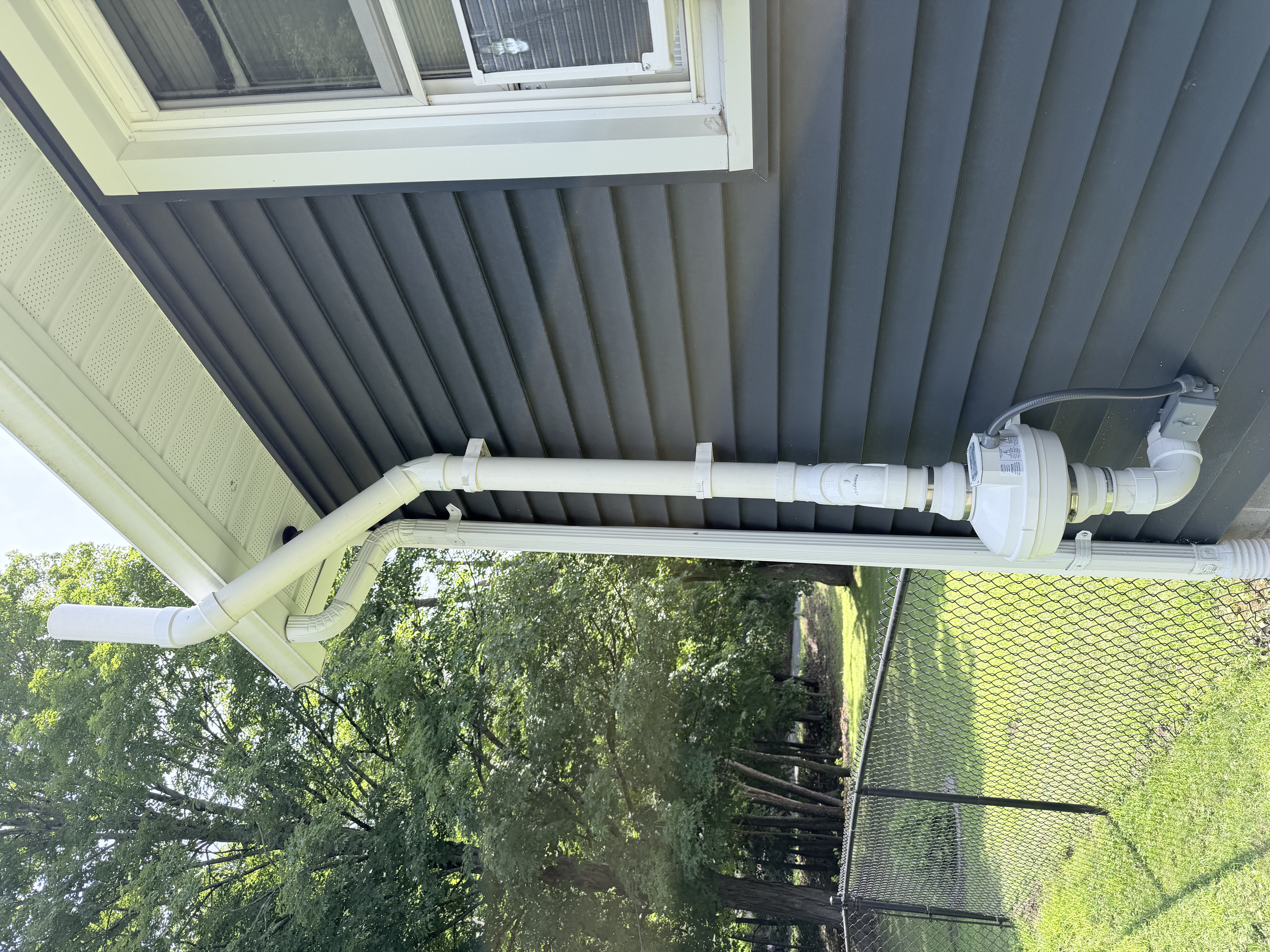 Radon mitigation pipe installation — Western Massachusetts home