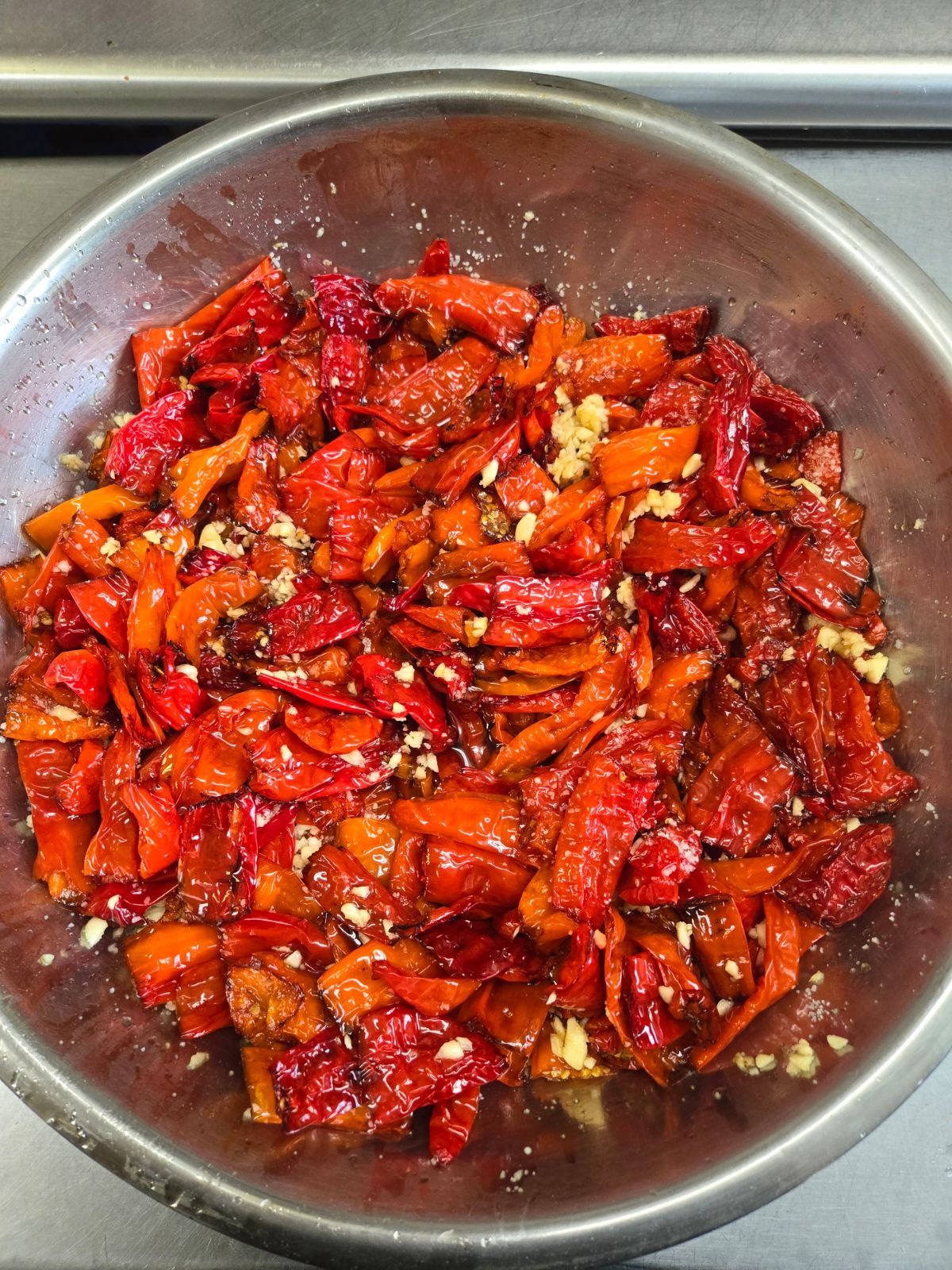 Roasted red peppers with garlic