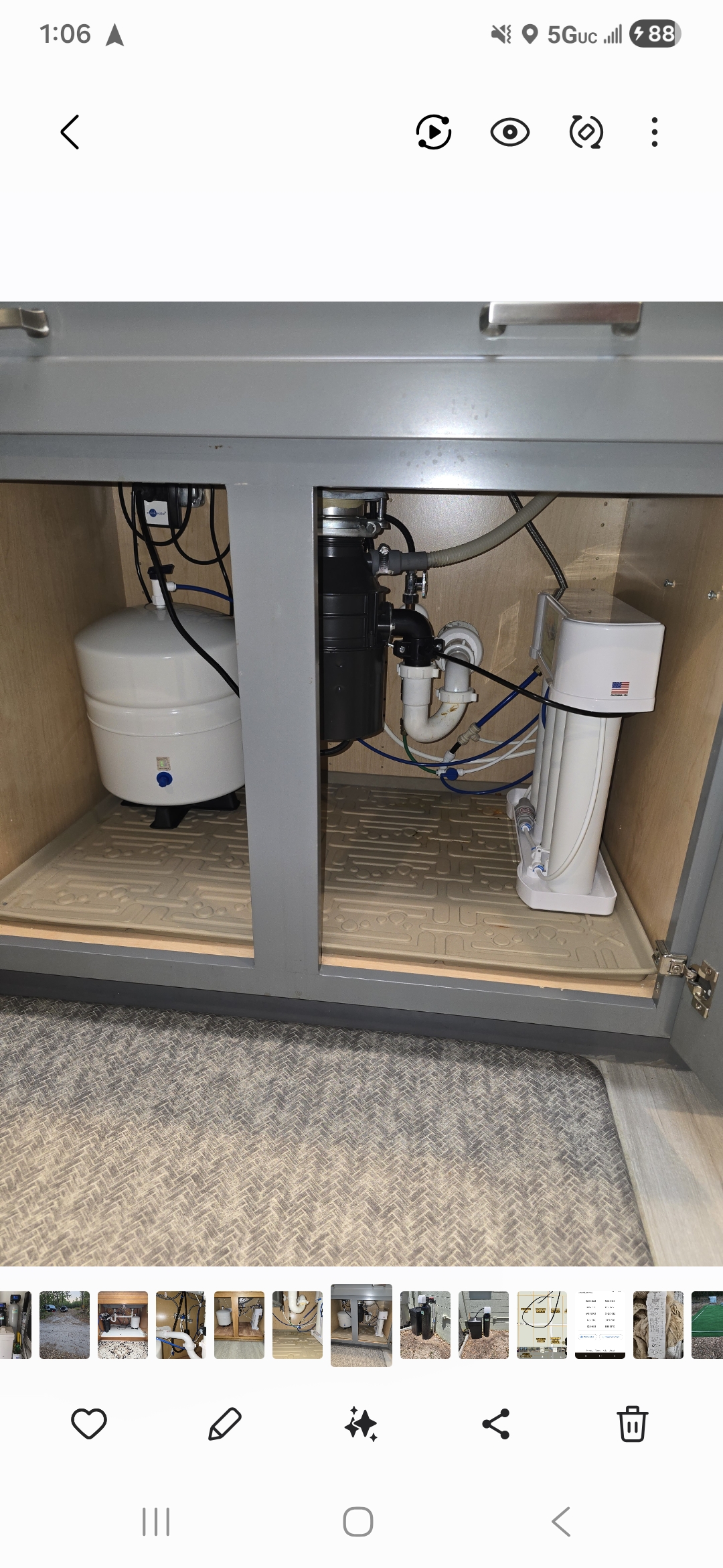 Under-sink reverse osmosis system installed under bathroom vanity in Tampa Bay home