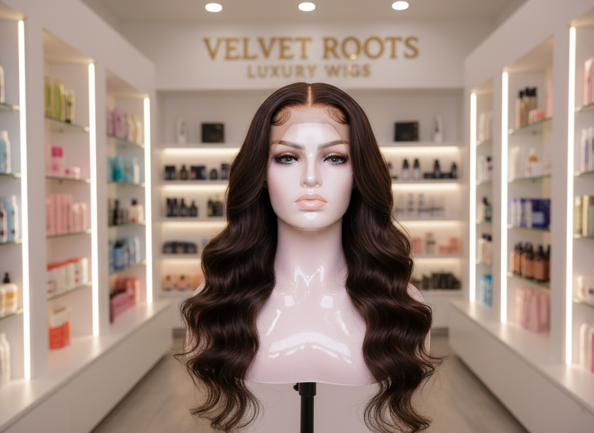 Beautiful styled wig on display at My Beauty Supply Plus