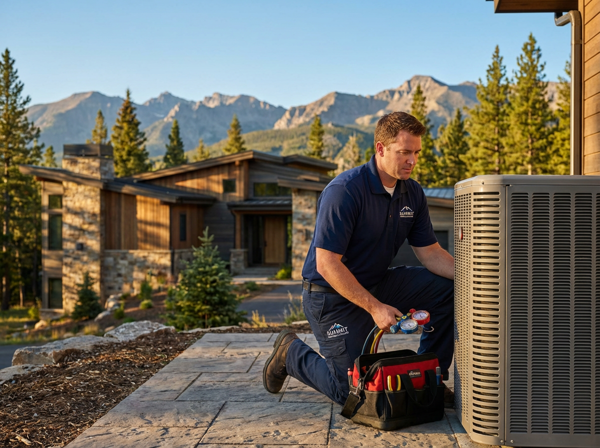 HVAC technician working on residential unit