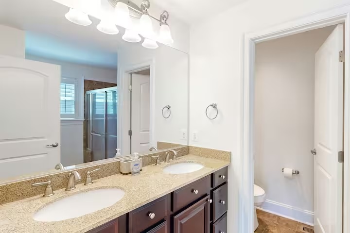 Bayside home double vanity bathroom