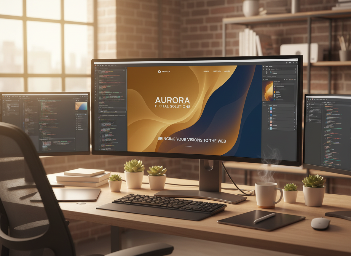 Website design and creation services on computer screen