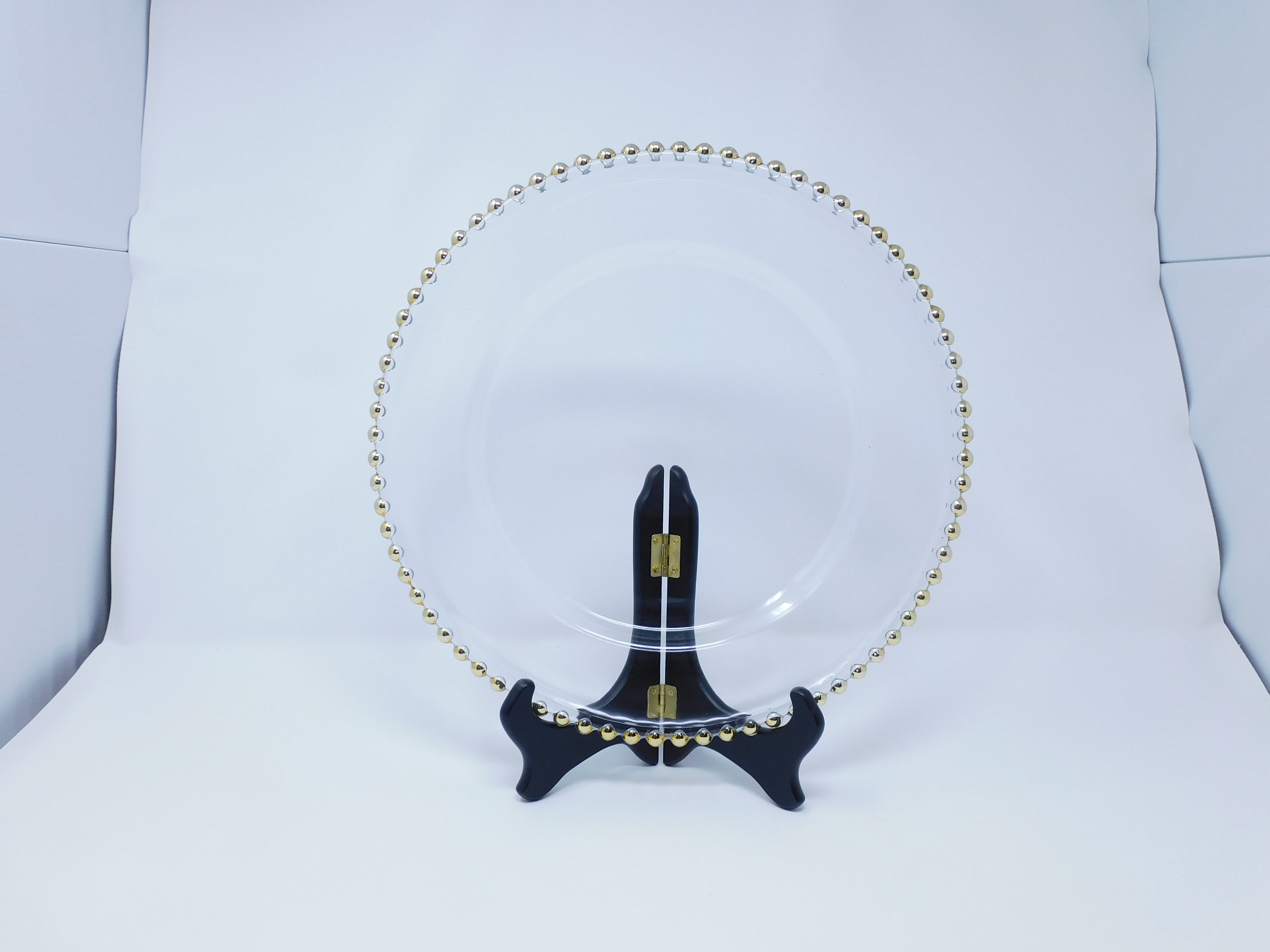 Glass Gold Bead Charger Plate 13"