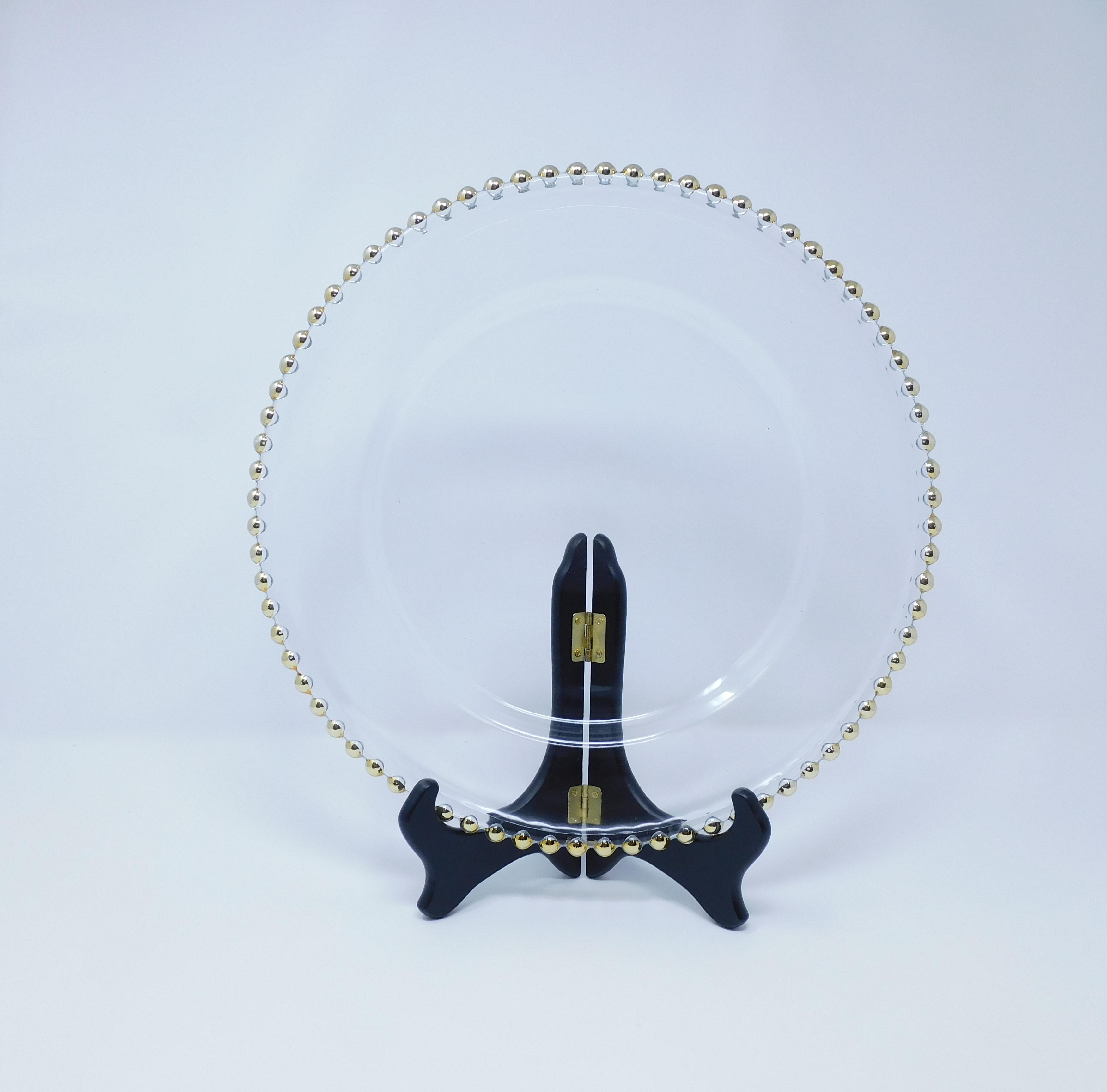 Glass Gold Bead Charger Plate 13"