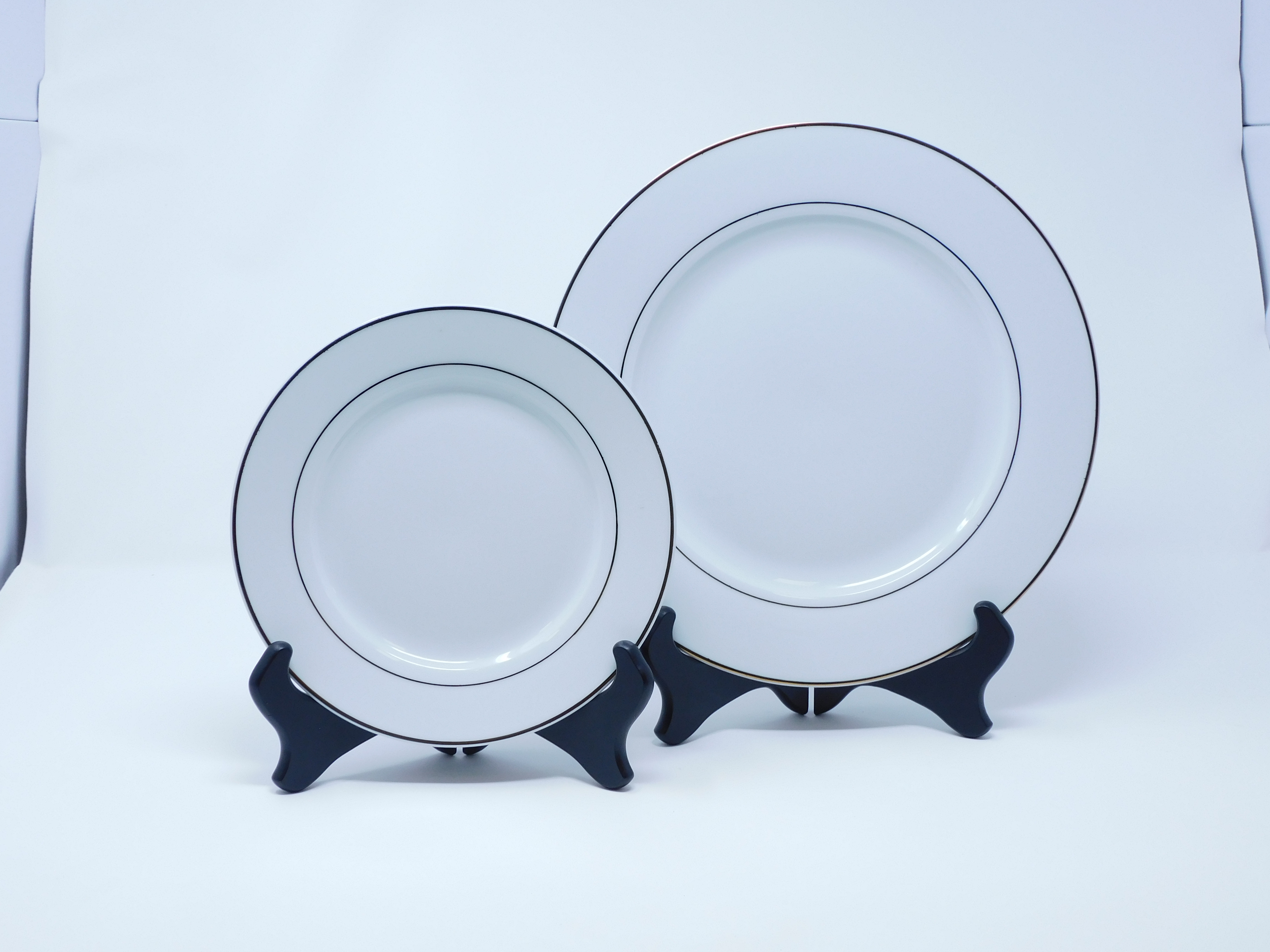 White Ceramic Dinner Plate 10.5" — Gold Rim