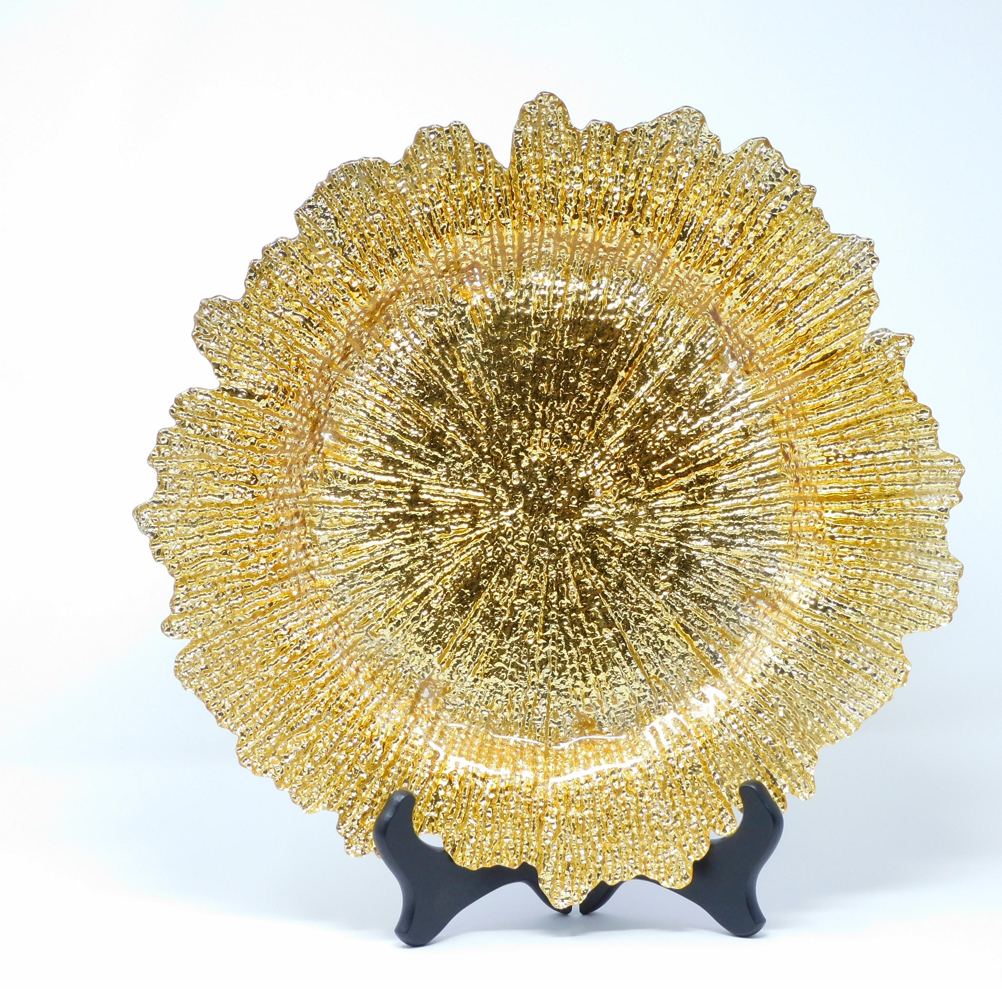 Glass Gold Reef Charger Plate 13"