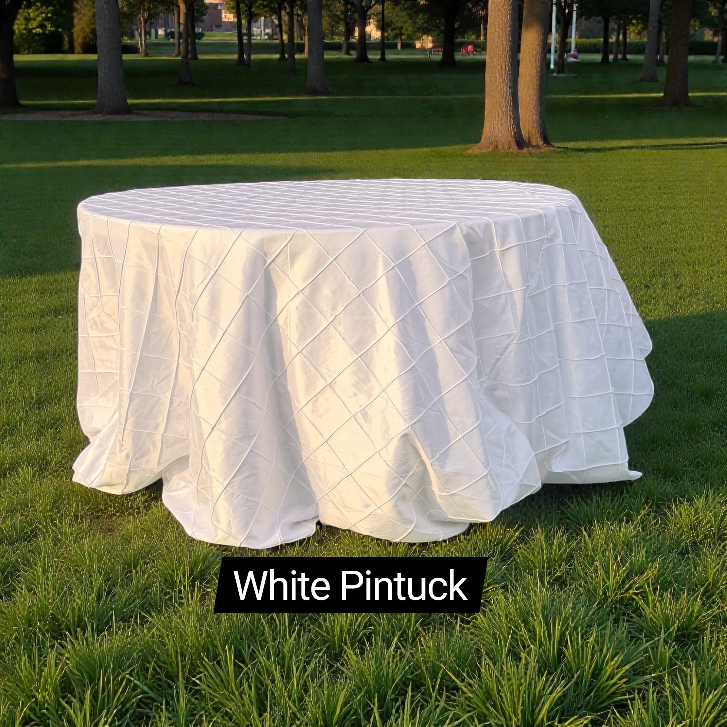 Pintuck Tablecloth 120" — White