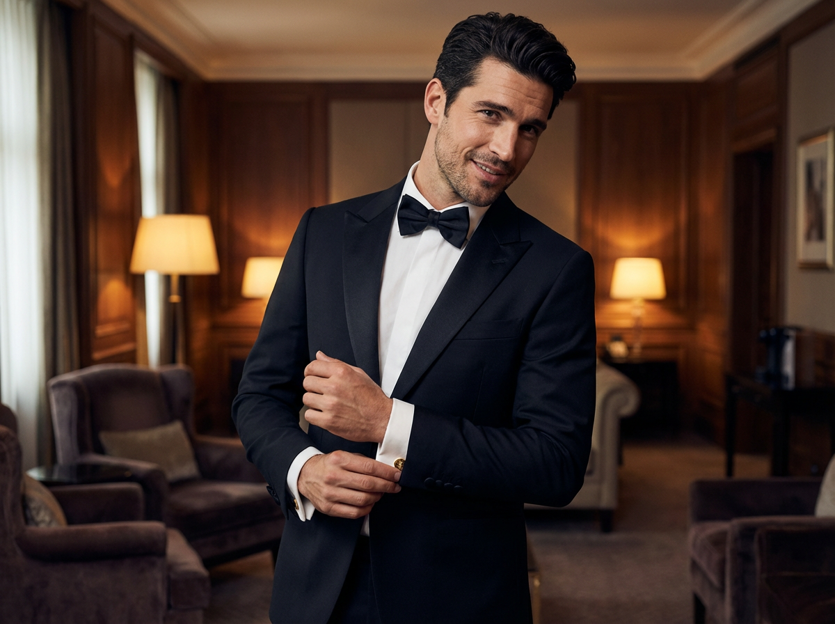 Groom in custom tuxedo portrait by BLU Fine Menswear Houston