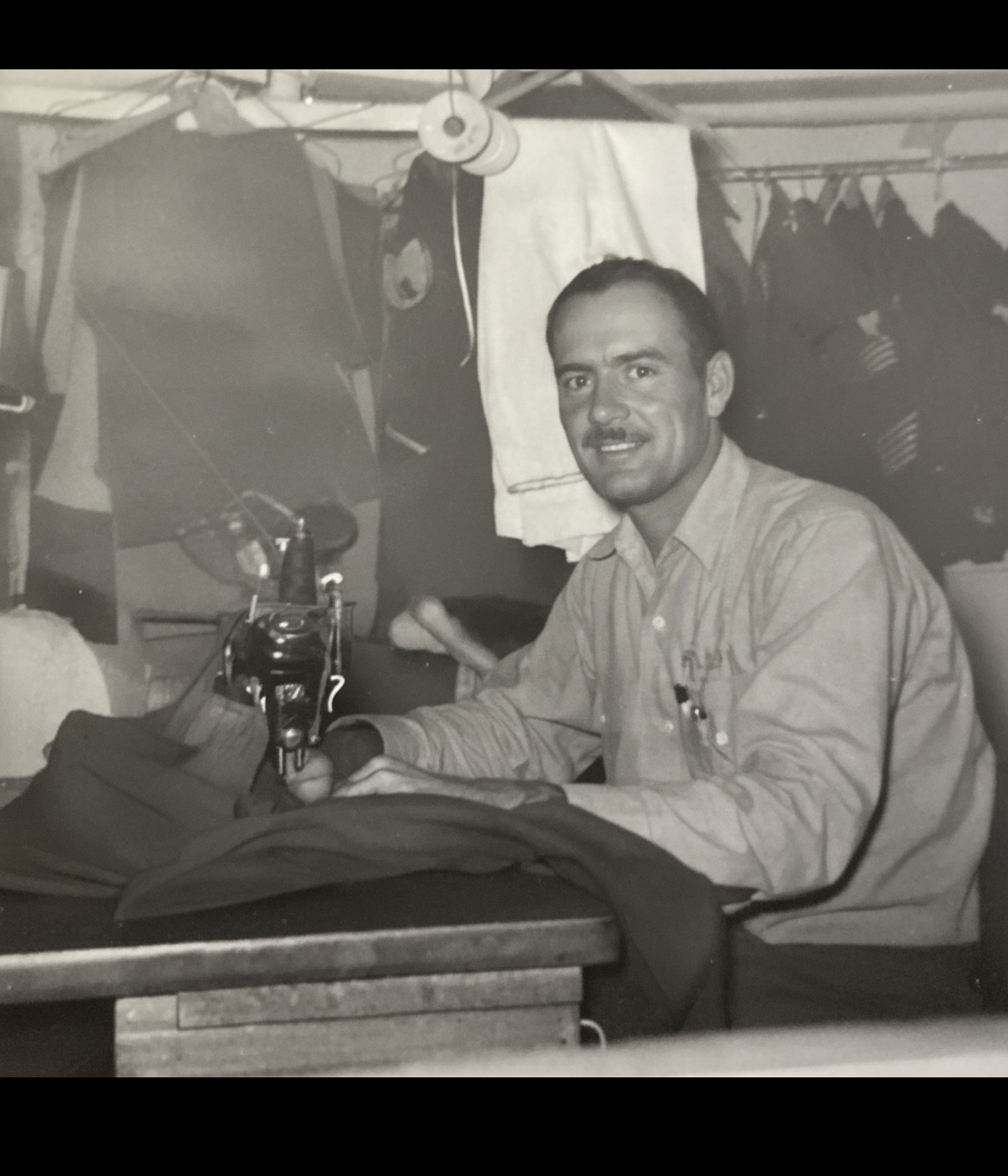 Steve Springer's grandfather — ship tailor aboard a WWII aircraft carrier