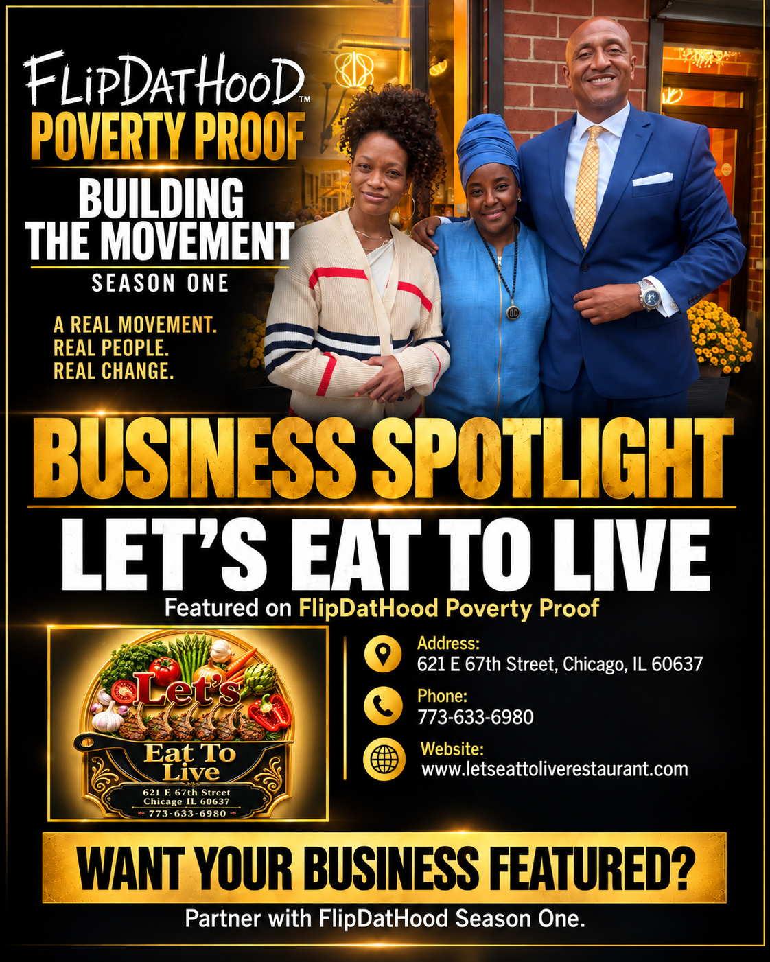 Let's Eat To Live — Business Spotlight on FlipDatHood™ Poverty Proof
