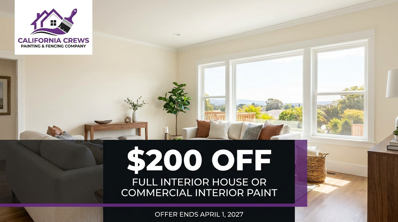 $200 off full interior house or commercial interior paint - California Crews