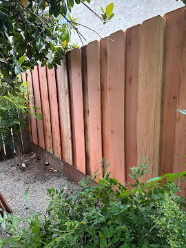Fresh redwood privacy fence installed in Oakdale CA