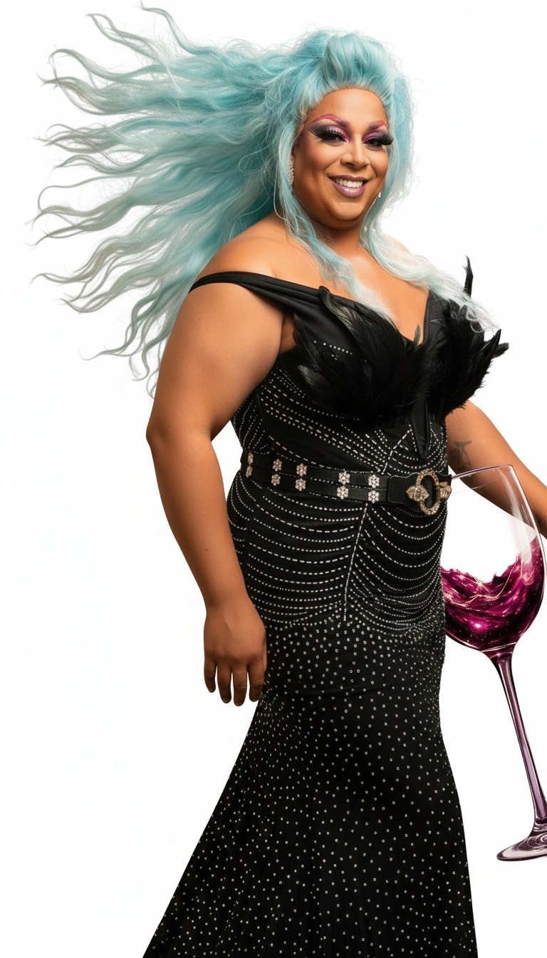 Bianca L'Amour in black sparkle dress