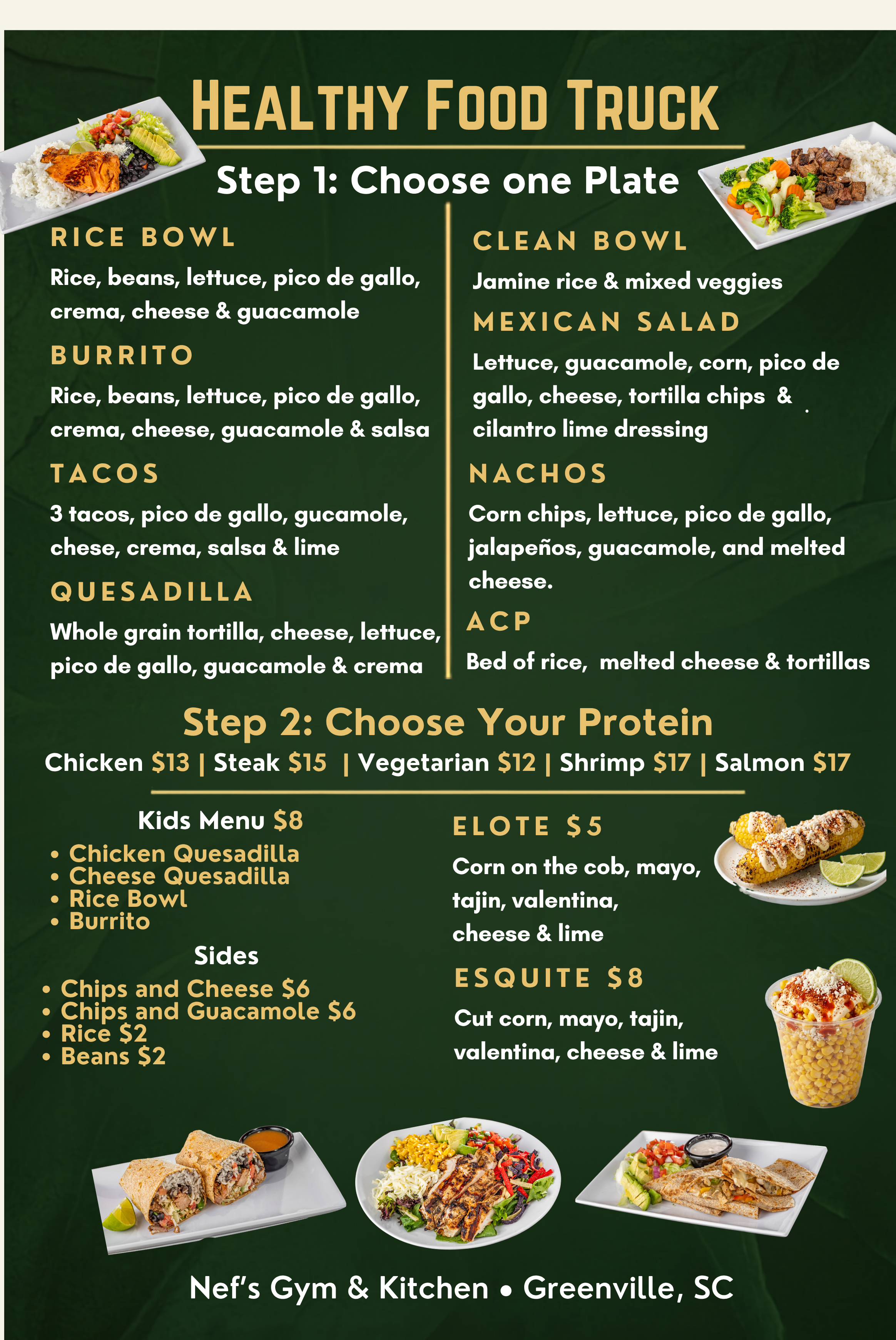 Nef's Gym & Kitchen Menu