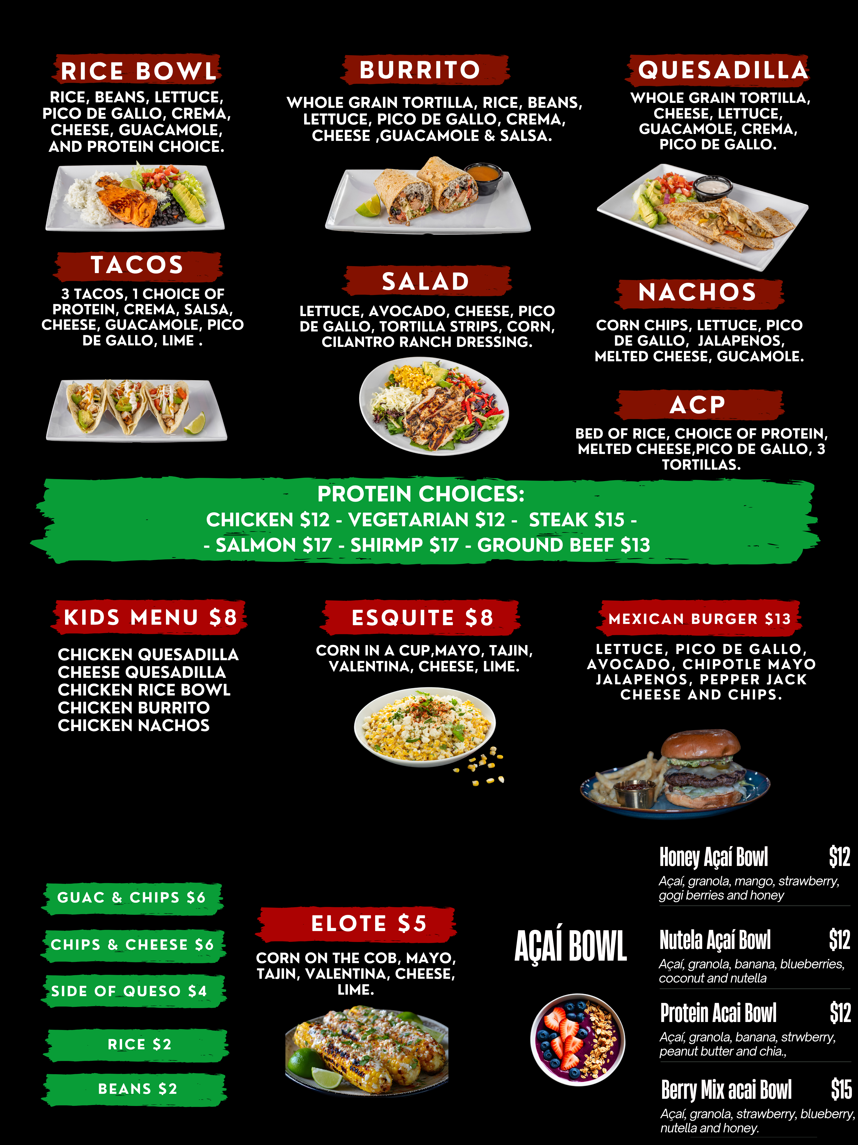 Nef's Gym & Kitchen Menu