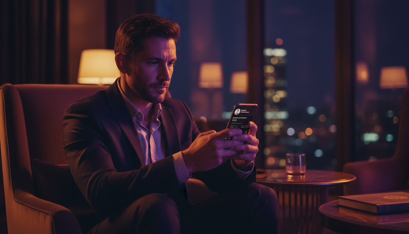 Man searching for a massage therapist online at night — how clients choose a provider on ManMassage.ca