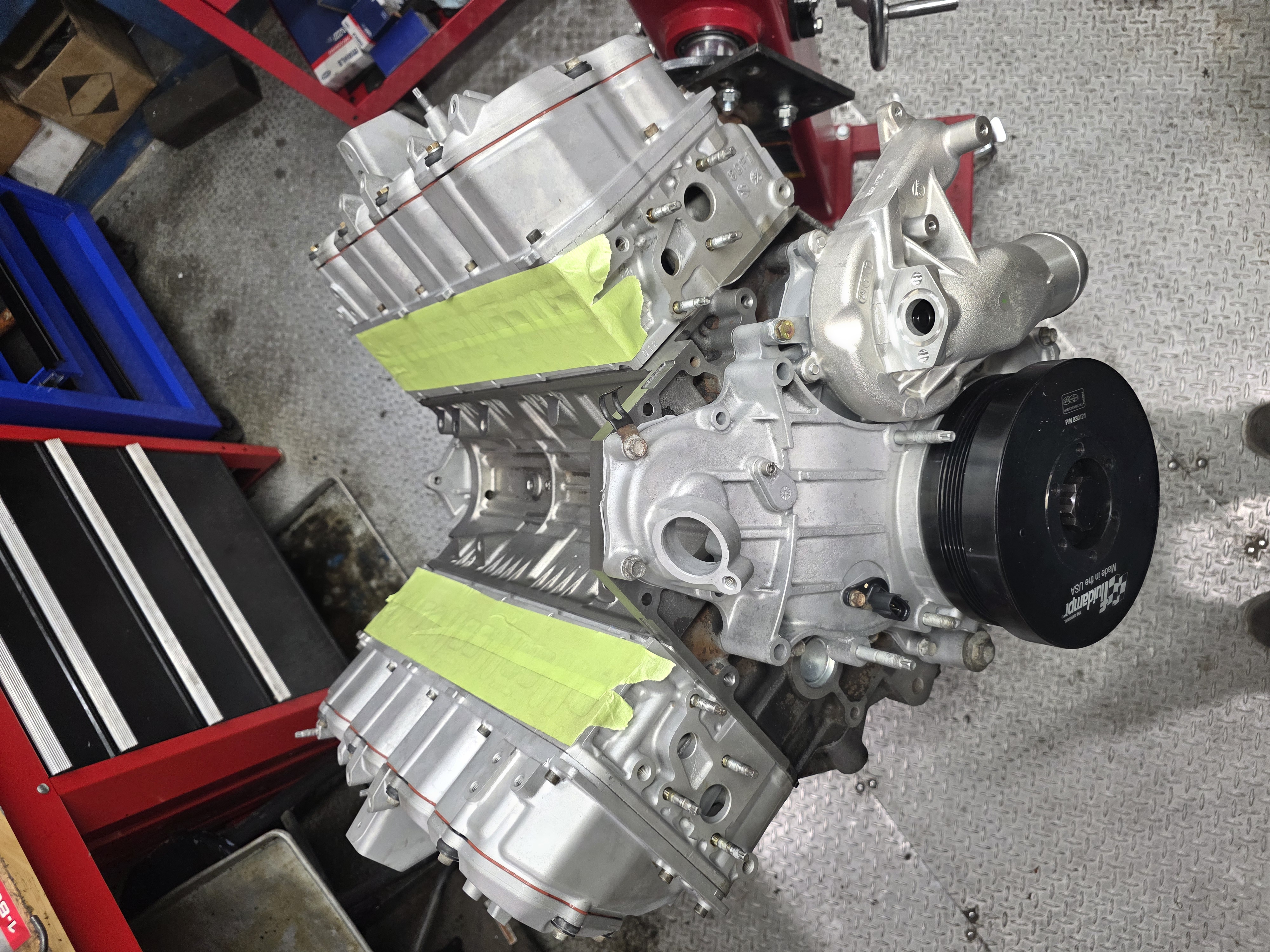 Engine build on stand (front view)