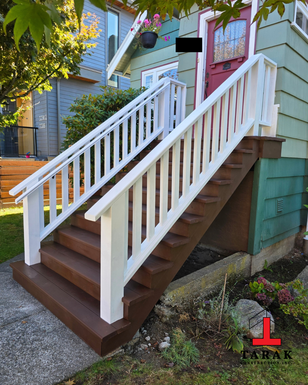 Sean's front entrance stairs side view by Tarak Construction