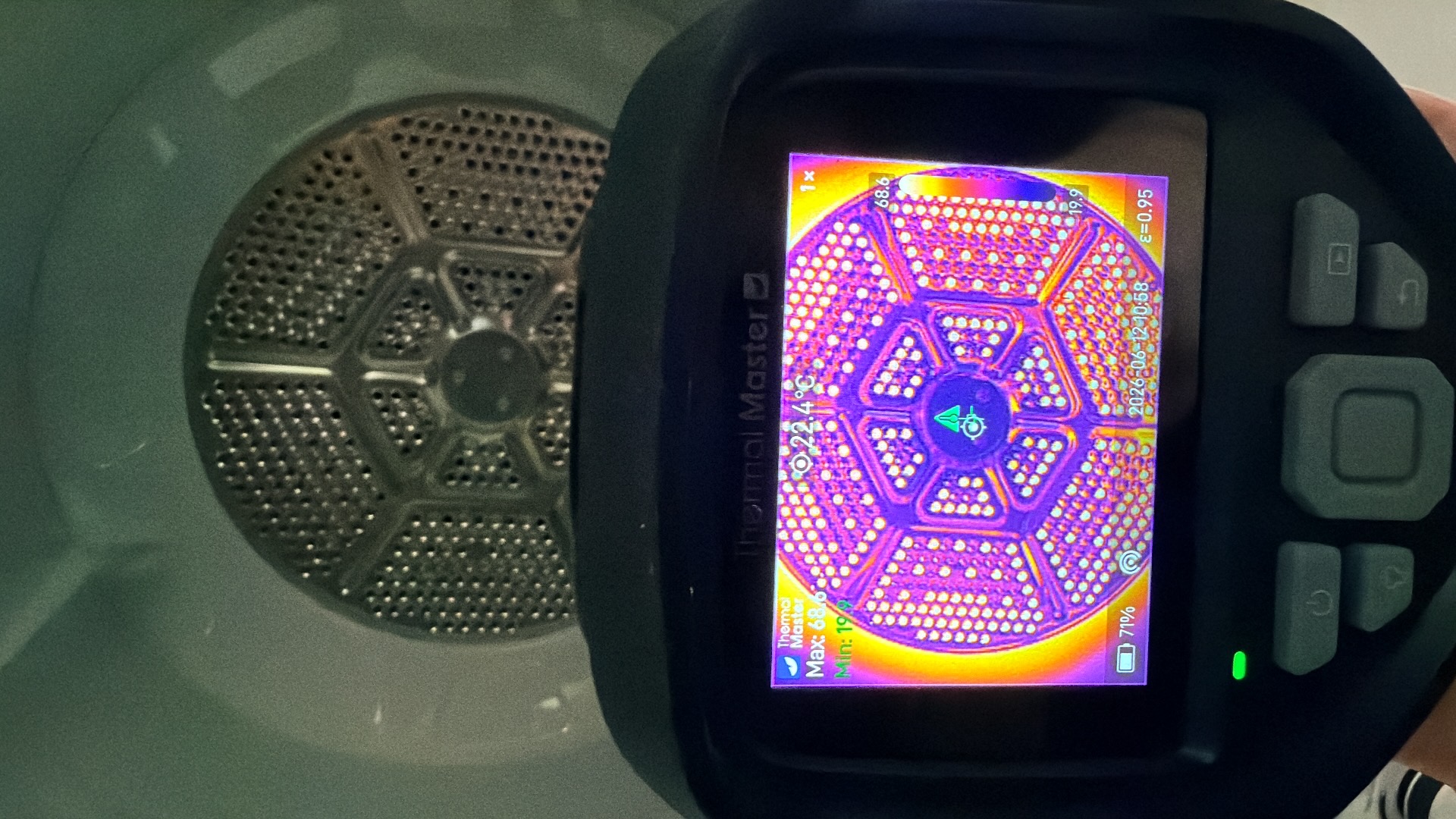 Thermal image of dryer performance
