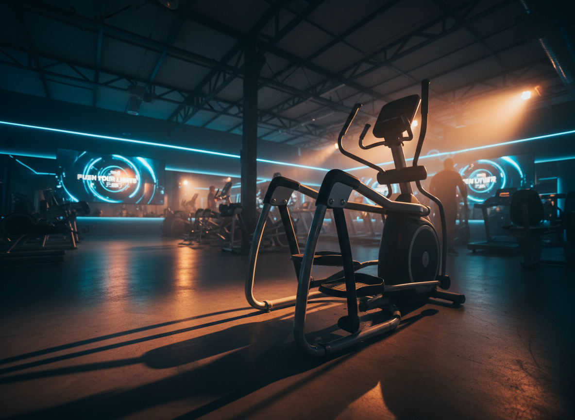 Elliptical workout in gym