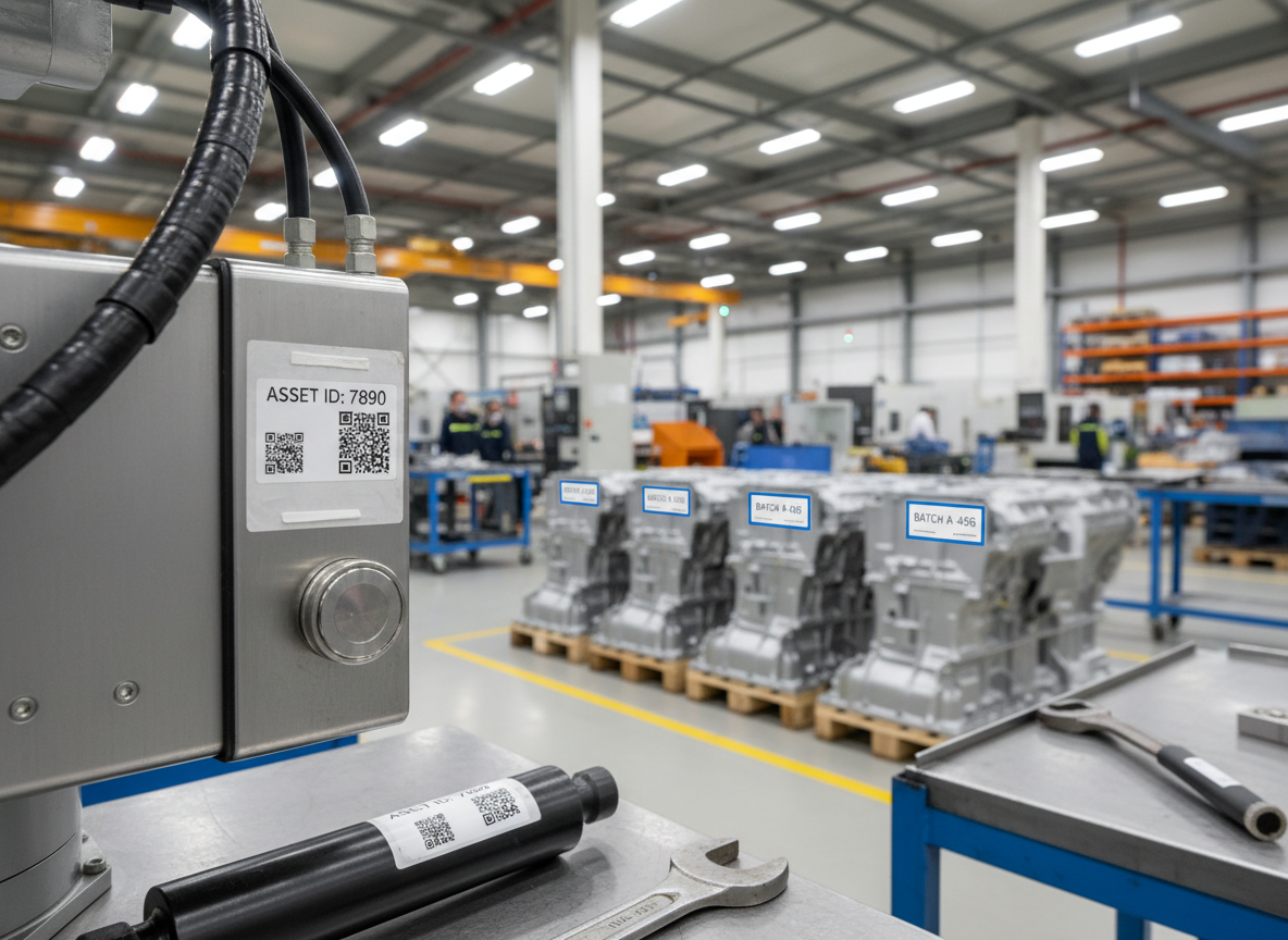 Industrial RFID labels on metal parts - durable tags for manufacturing and work-in-process tracking