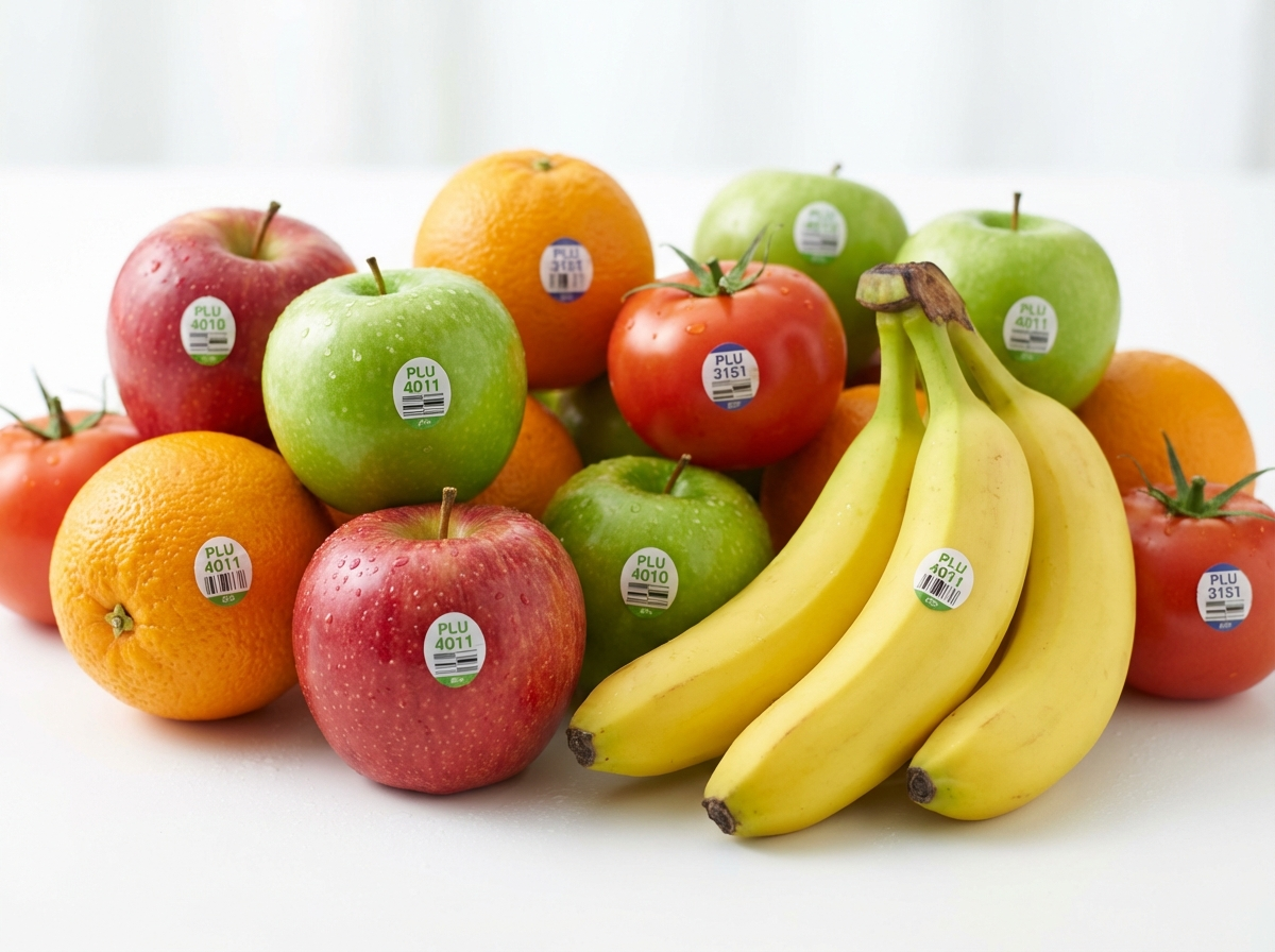Fresh produce with PLU labels