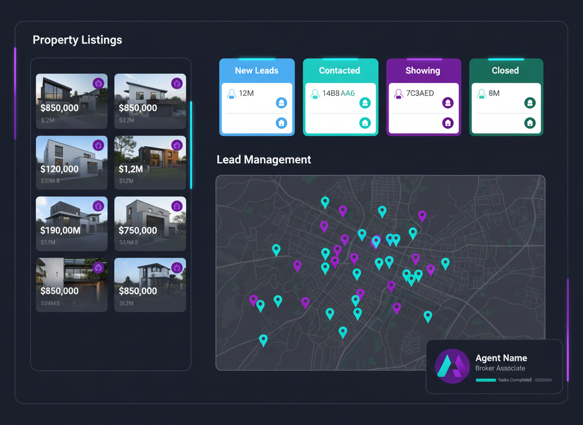 Realtor Hub - AI-powered real estate platform with property listings, lead CRM pipeline, and agent dashboard by Metorox Software