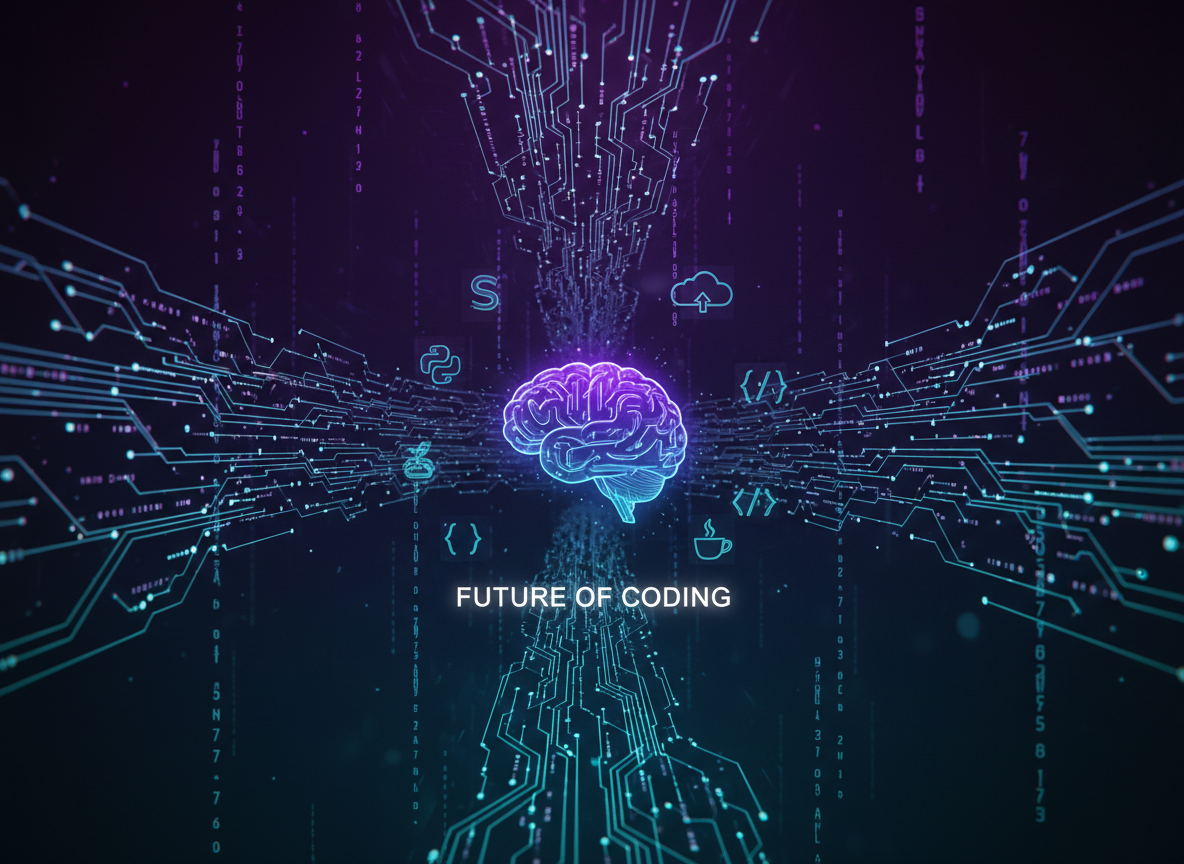 Digital brain illustration representing software development and coding technologies.