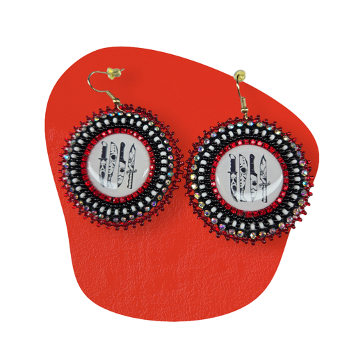Red Beaded Earring by Autumn Belmore