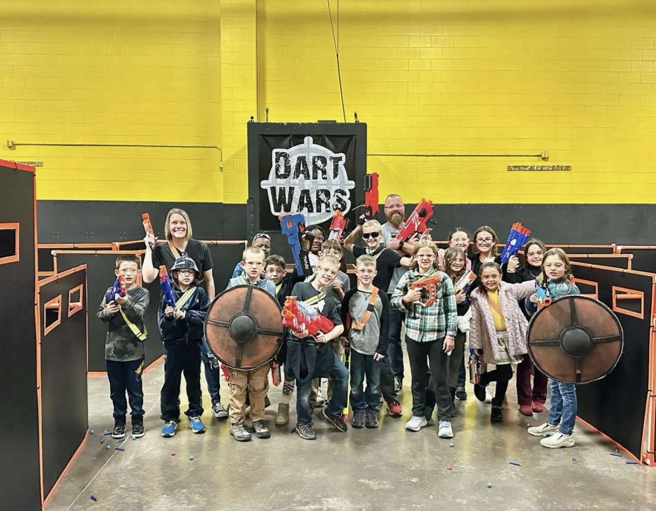 Group of kids at Dart Wars