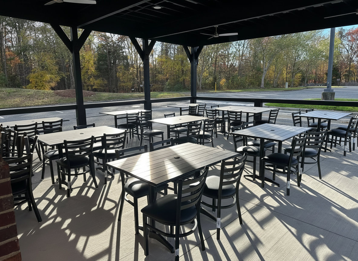Covered patio at The VRTX