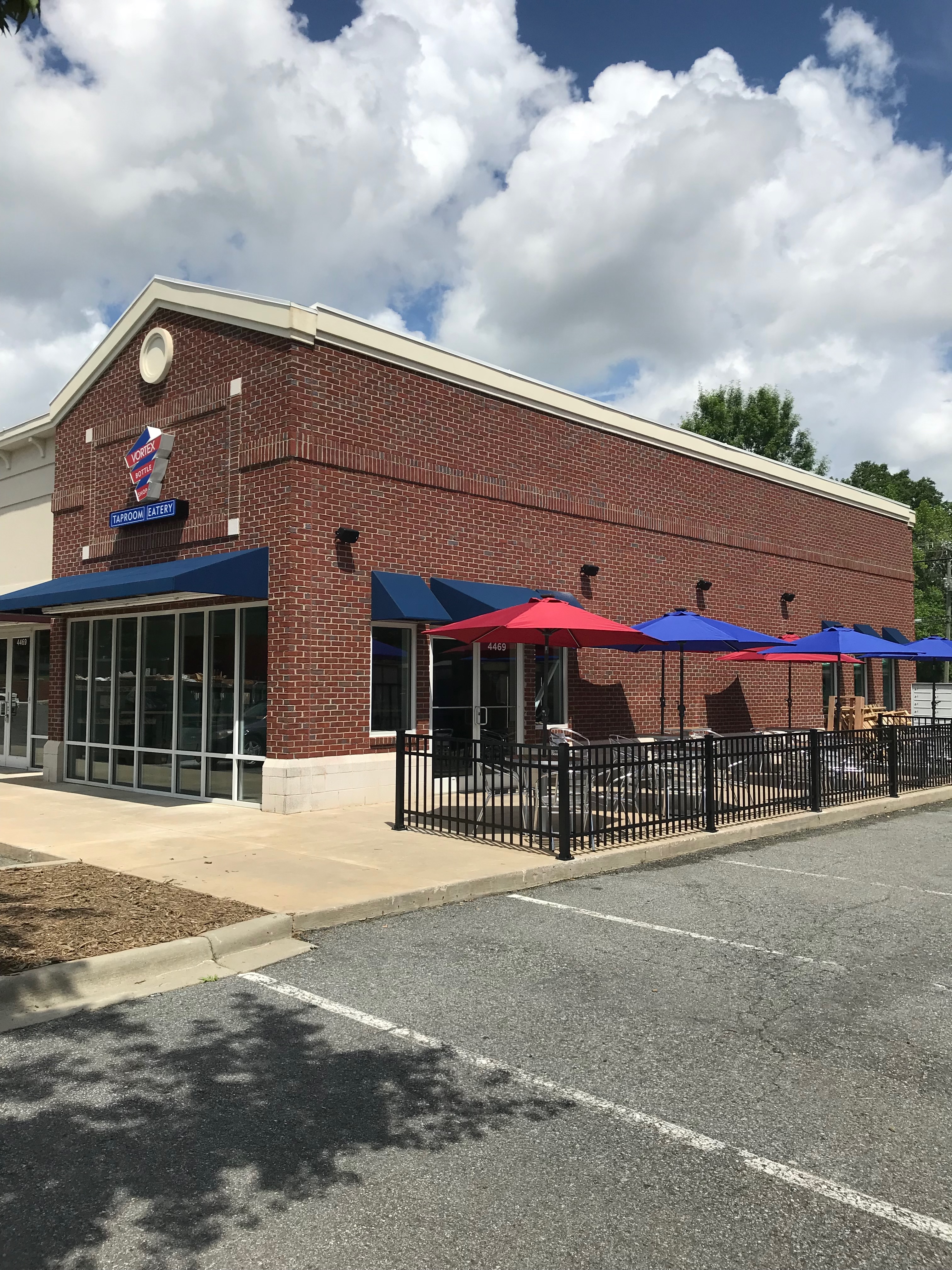 Vortex Bottle Shop exterior patio and entrance in Harrisburg NC