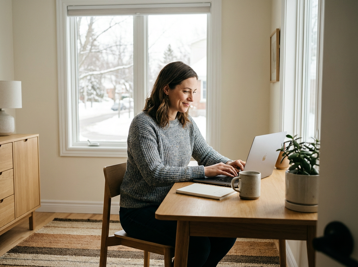 Woman working on finances