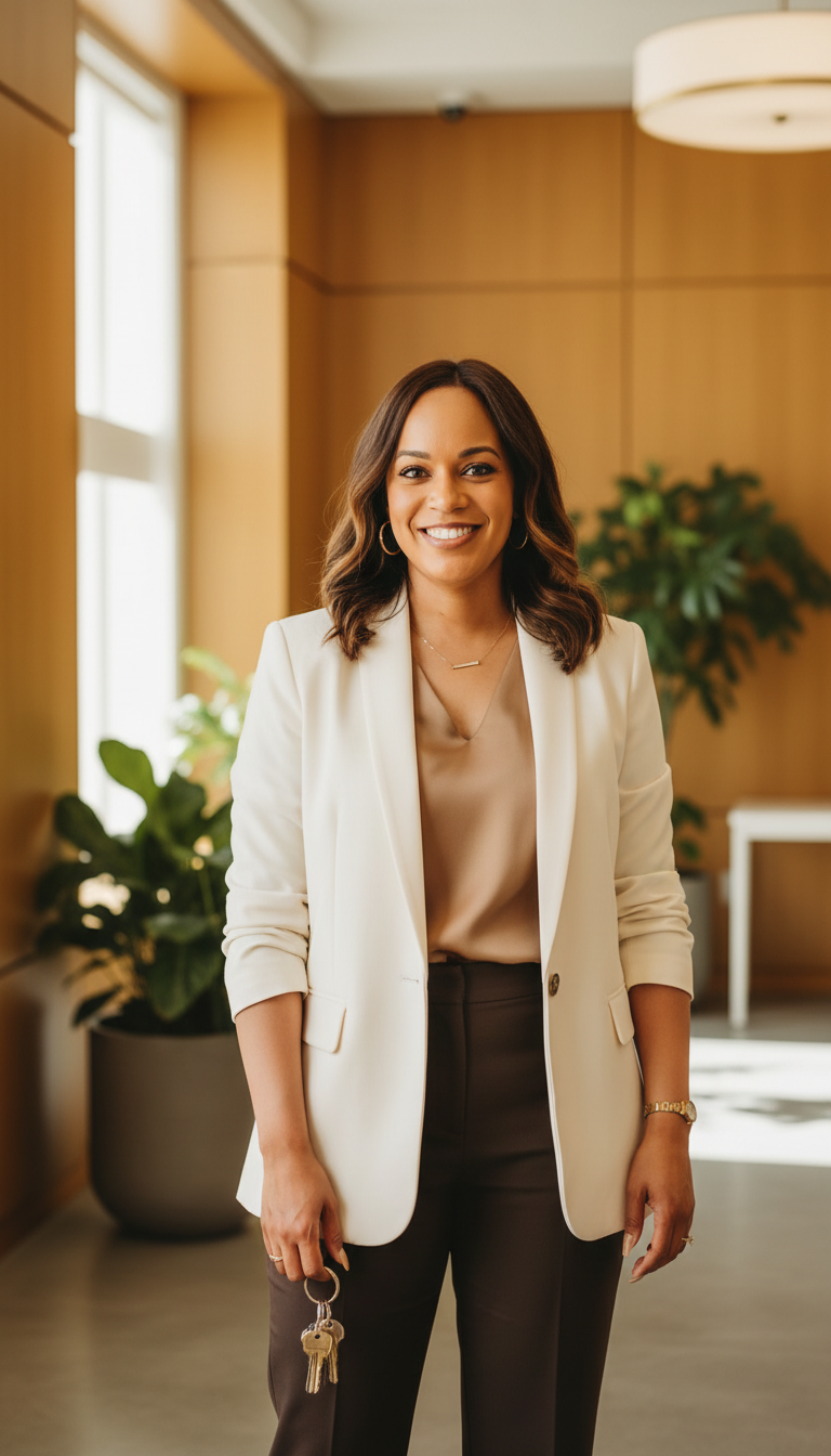 Erica Tyrrell, Realtor holding keys