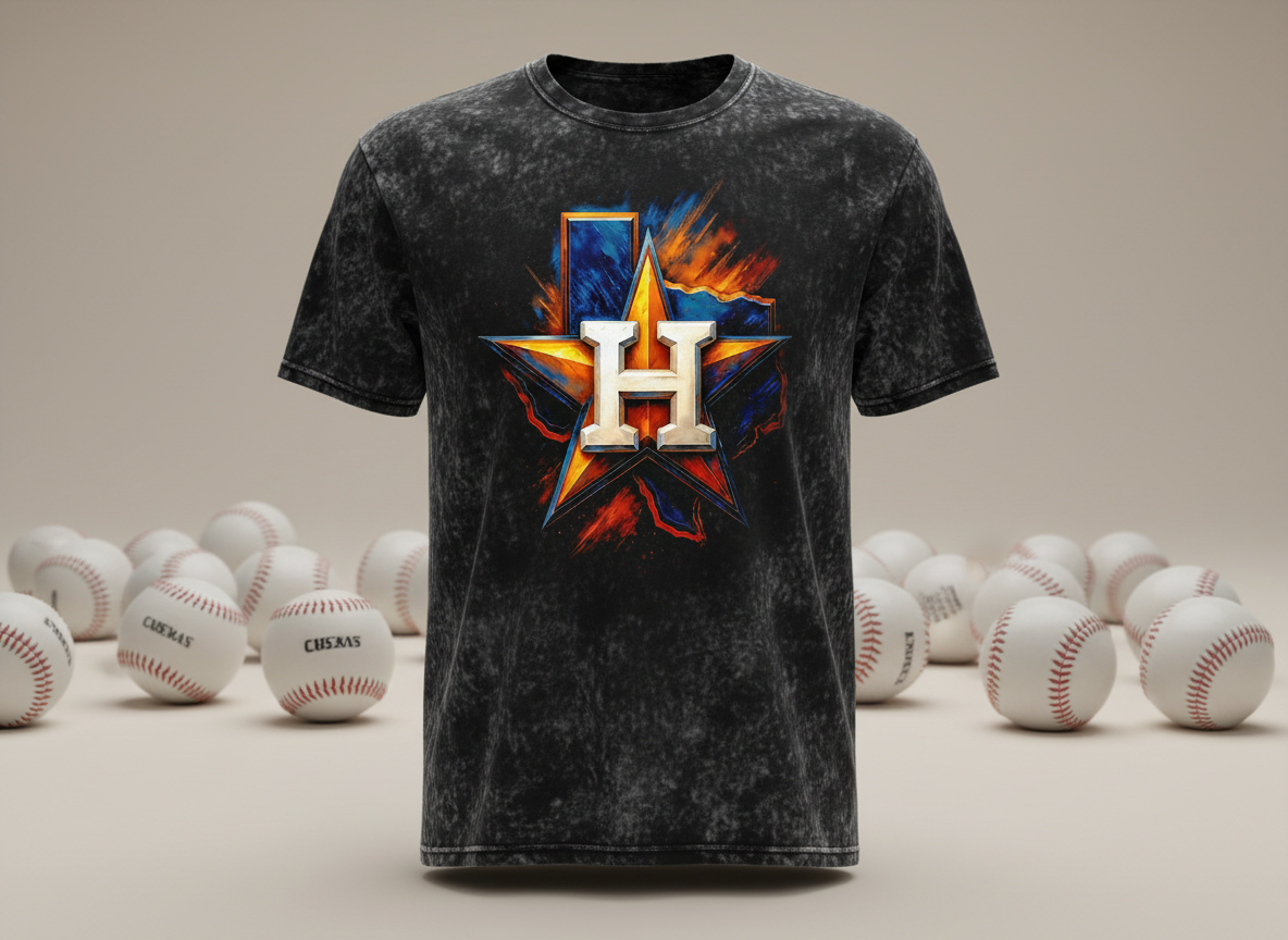 Houston Astros H Star Logo Stonewash Throwback Vintage Tee