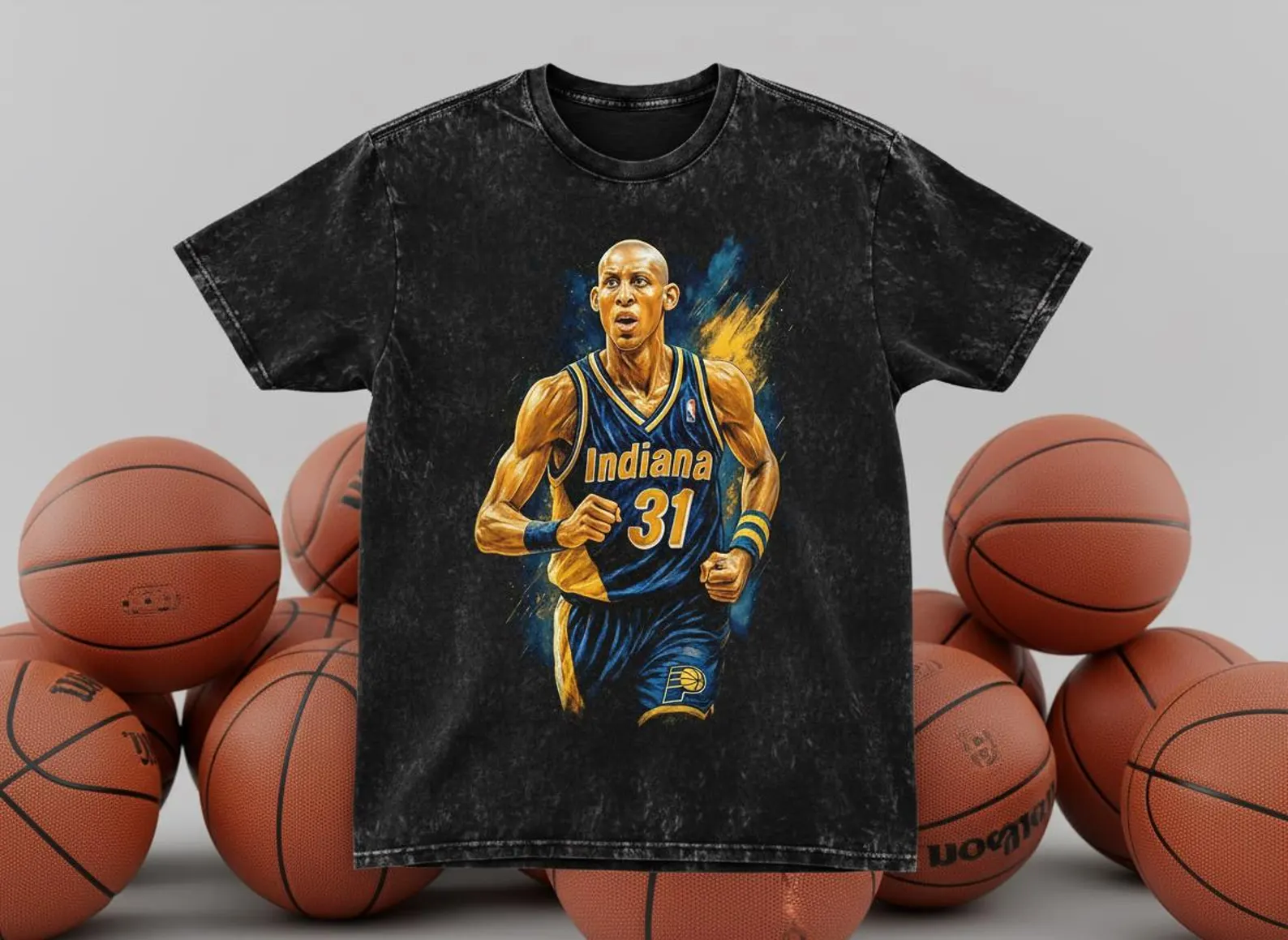 Reggie Miller #31 Indiana Pacers Throwback Vintage Tee
